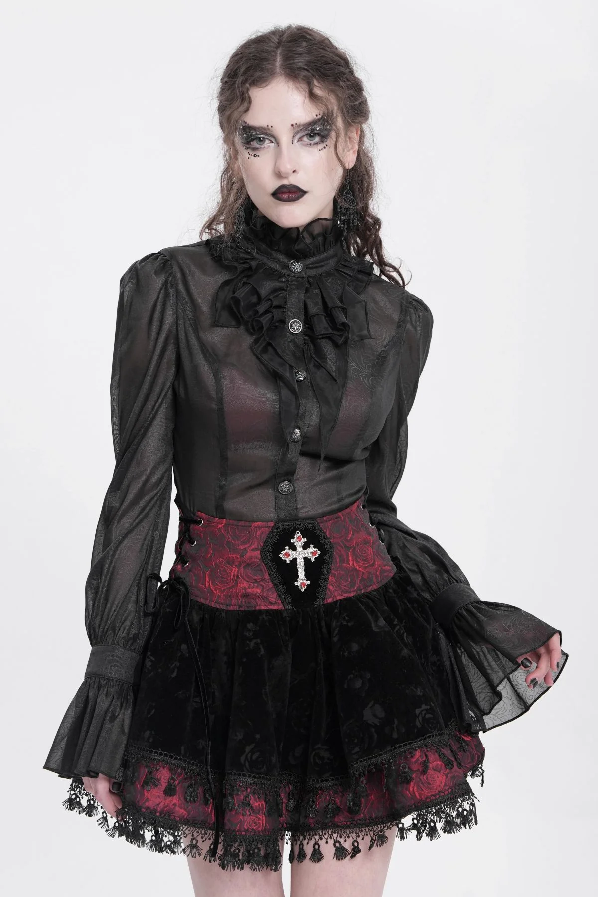 Baroness Bloodrose Velvet Mini Skirt - Image 4