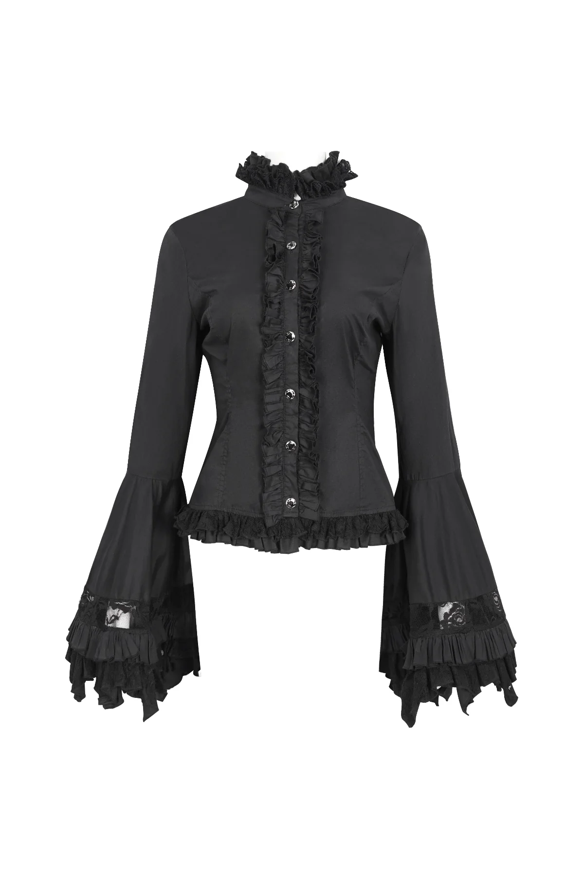 Belladonna Rhapsody - Victorian Jabot Blouse in Black - Image 7