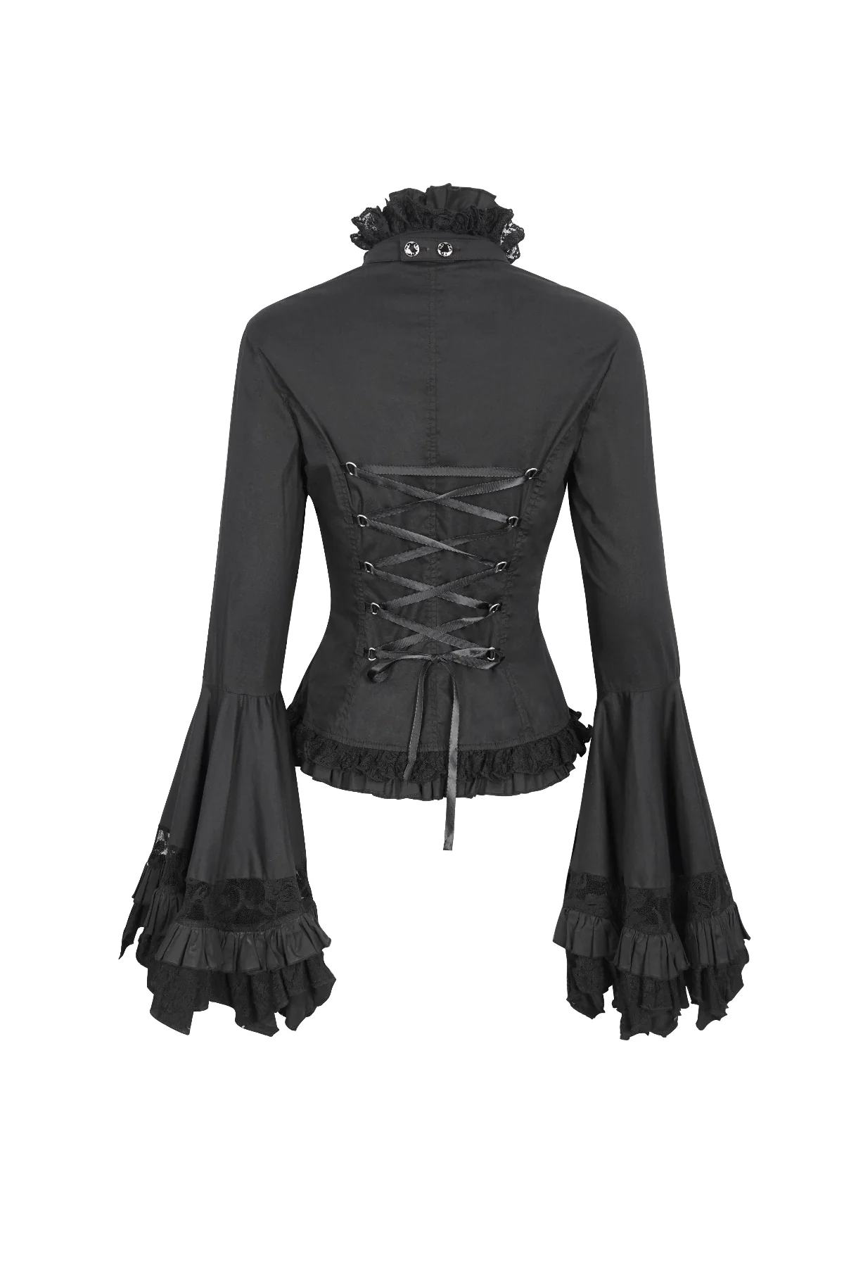 Belladonna Rhapsody - Victorian Jabot Blouse in Black - Image 8