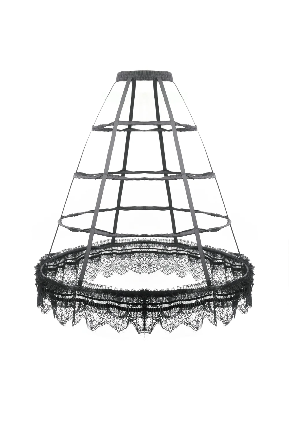 Black Cage Petticoat with Lace Trim - Image 2