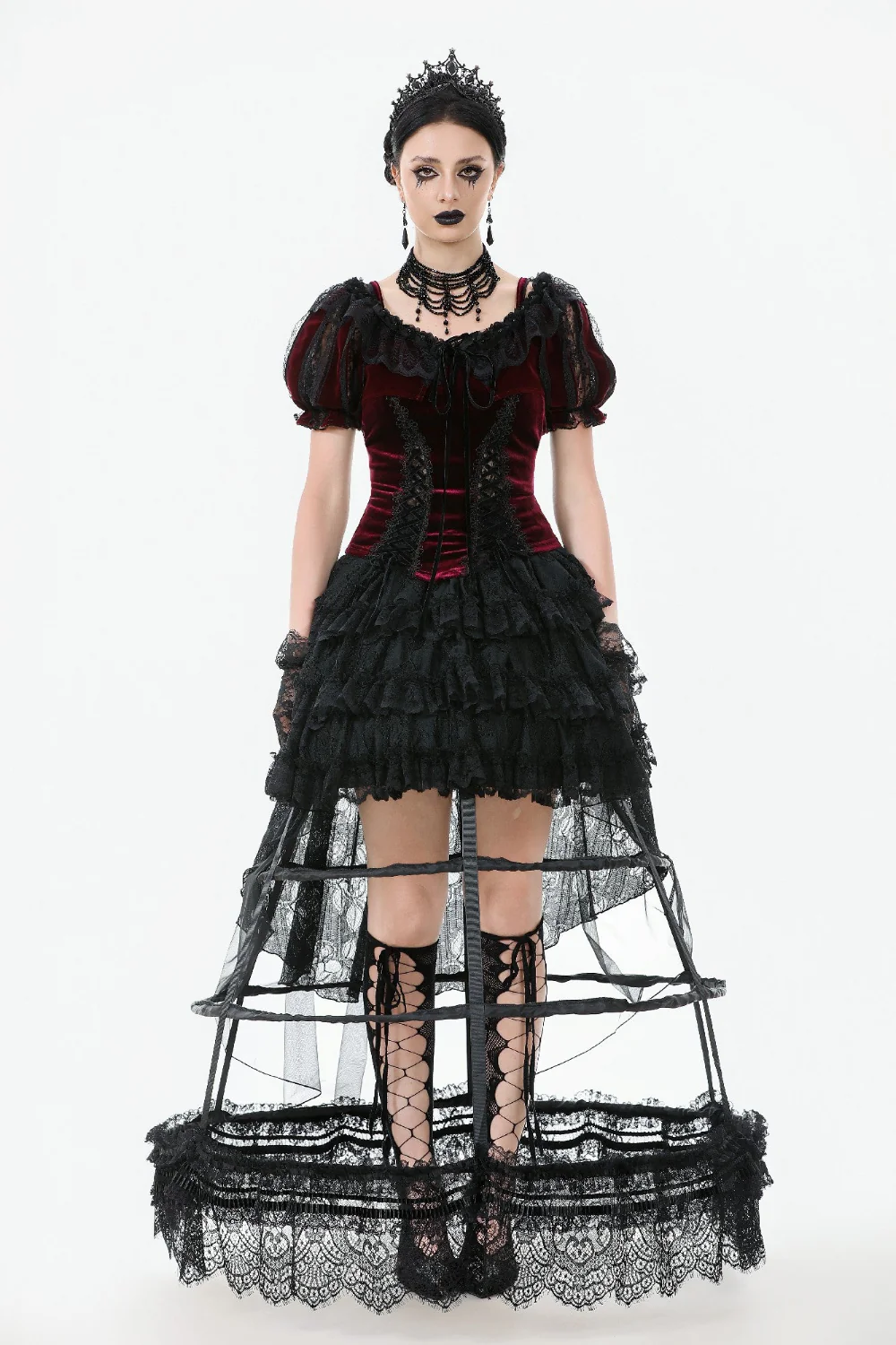 Black Cage Petticoat with Lace Trim - Image 3