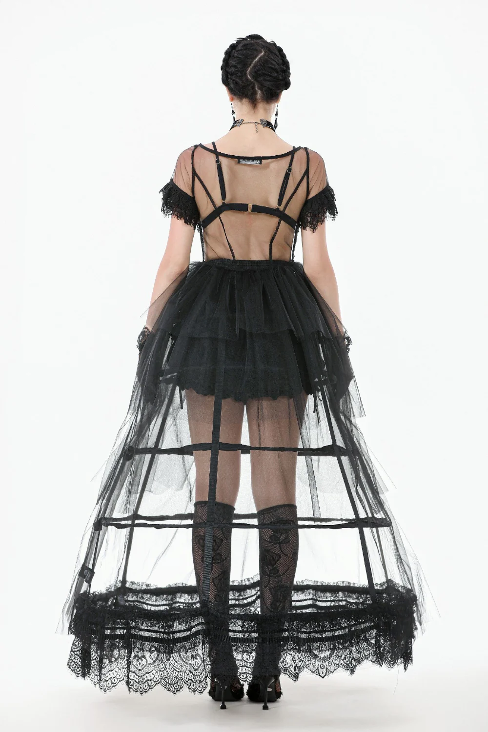 Black Cage Petticoat with Lace Trim - Image 4