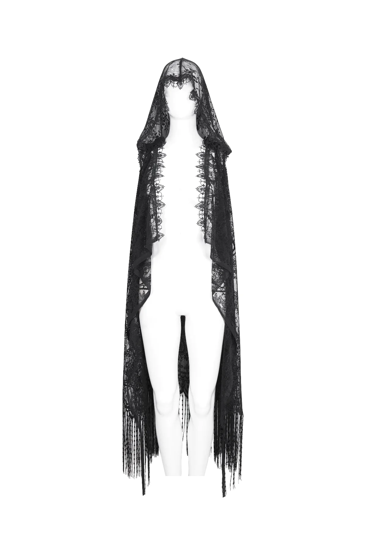 Black Lace Hooded Fringe Cardigan - Image 2