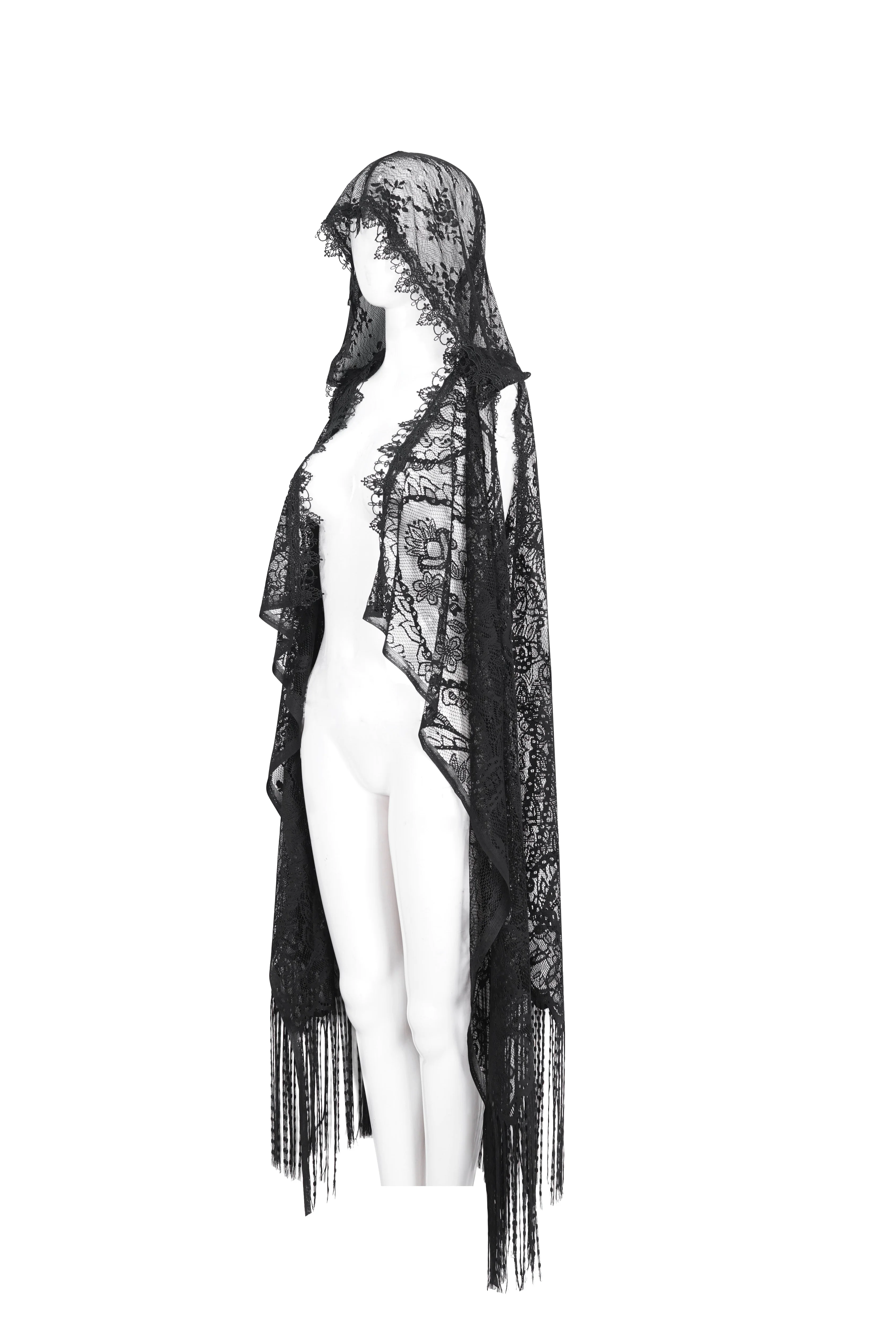 Black Lace Hooded Fringe Cardigan - Image 8