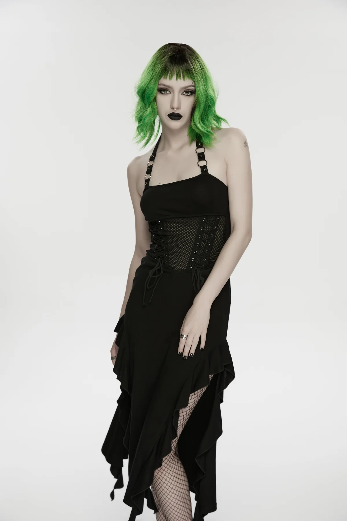 Black Mesh Corset Midi Dress - Image 4