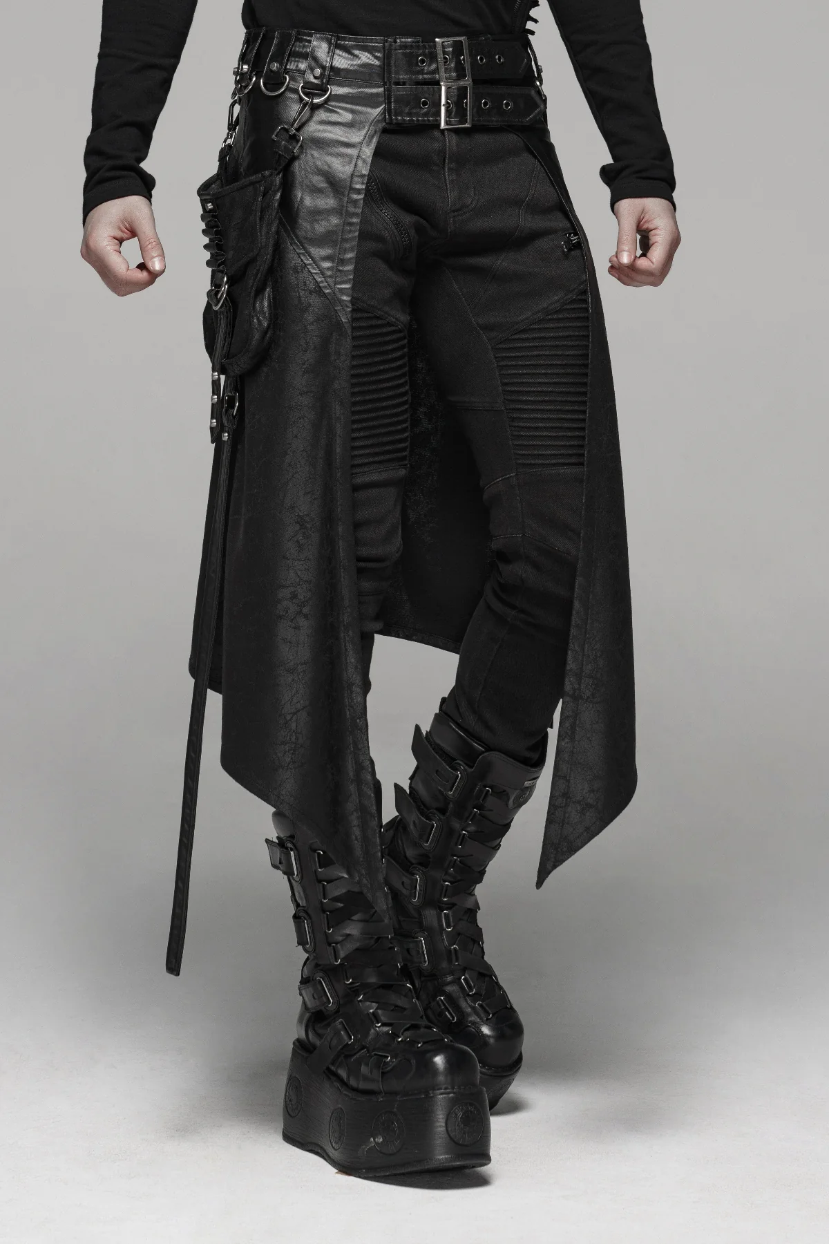 Black Ranger - Men's Dark Punk Asymmetrical Overskirt