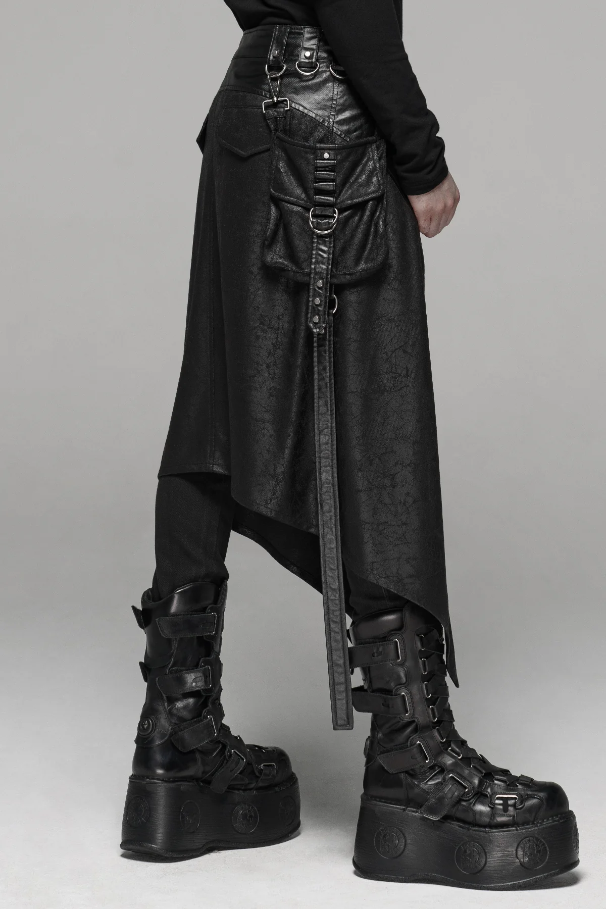 Black Ranger - Men's Dark Punk Asymmetrical Overskirt - Image 2