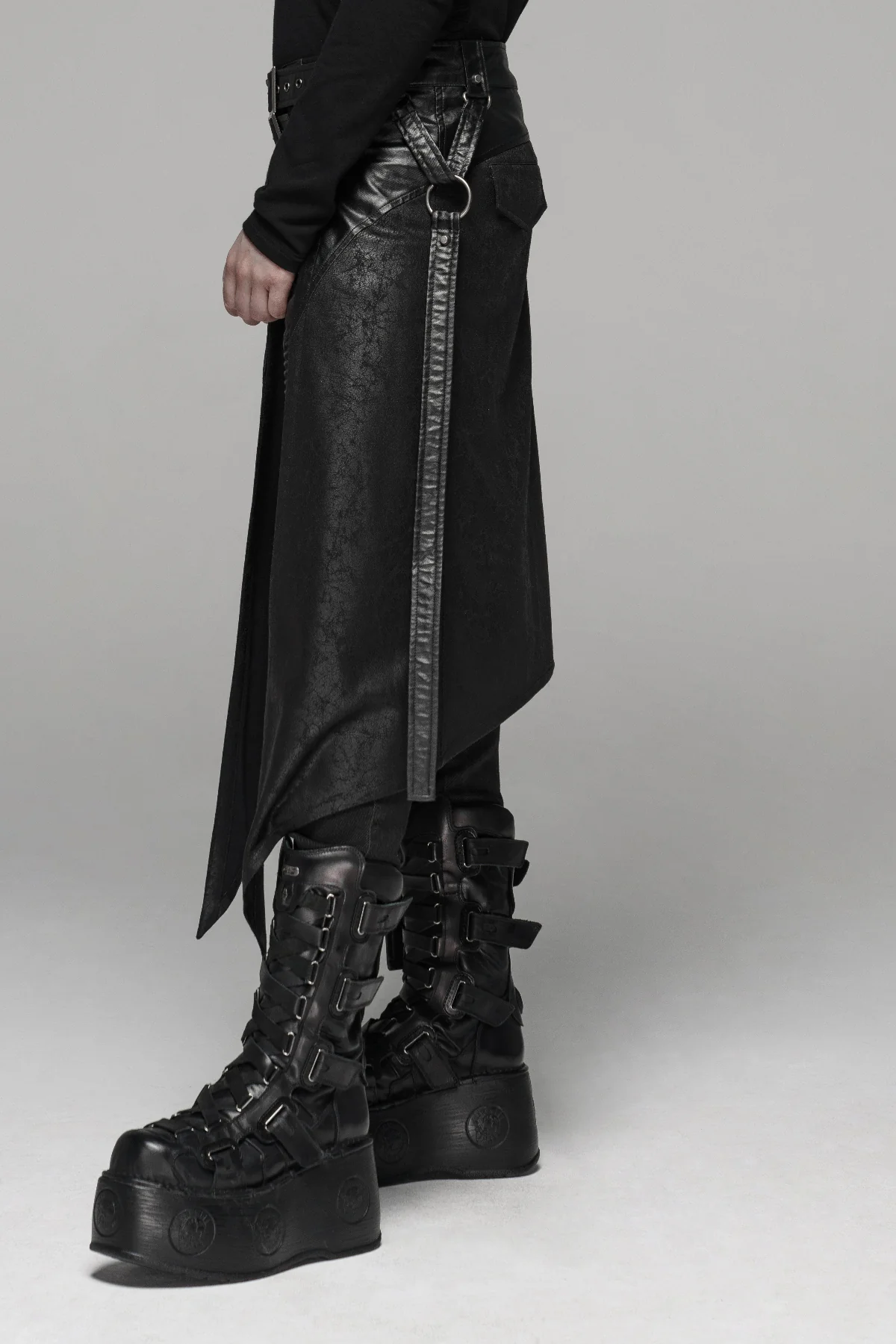 Black Ranger - Men's Dark Punk Asymmetrical Overskirt - Image 3