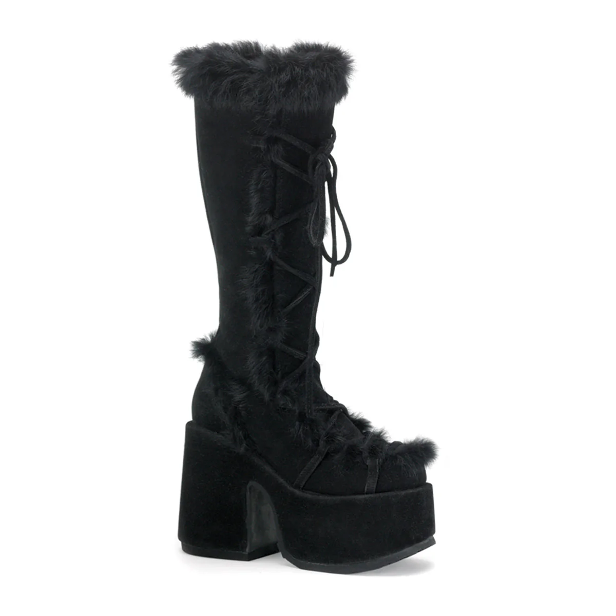 Camel-311 Faux Fur Platform Boots