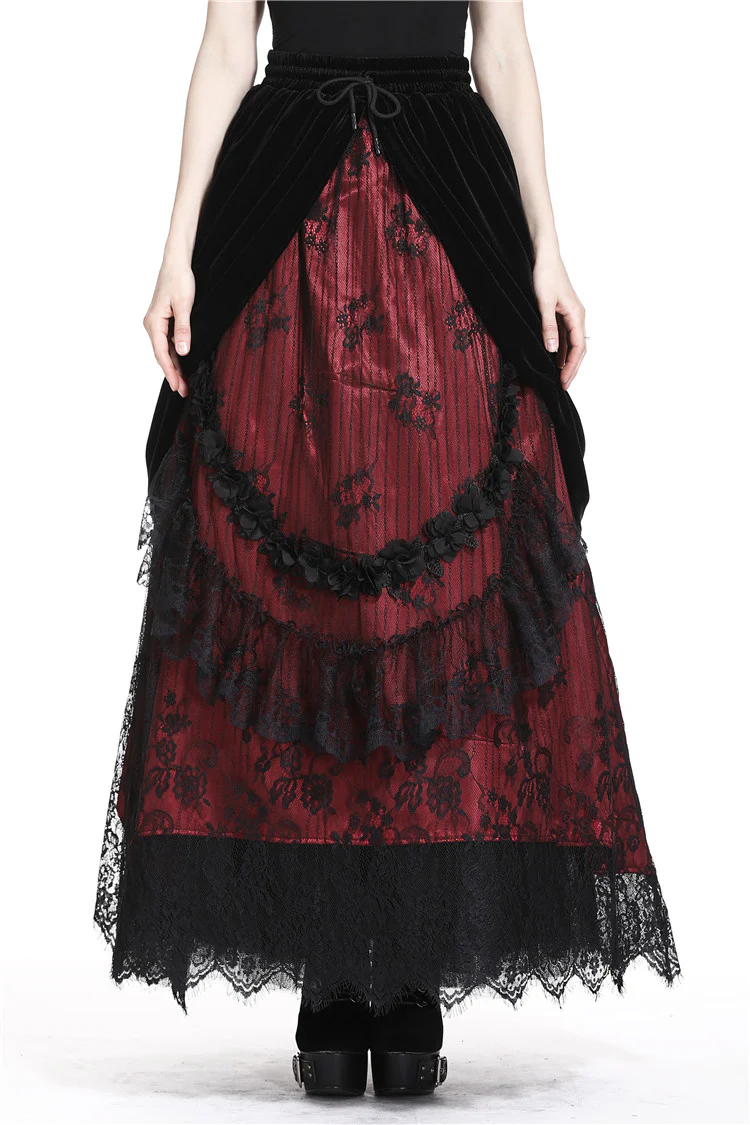 Crimson Rose Victorian Gothic Bustle Skirt - Image 2