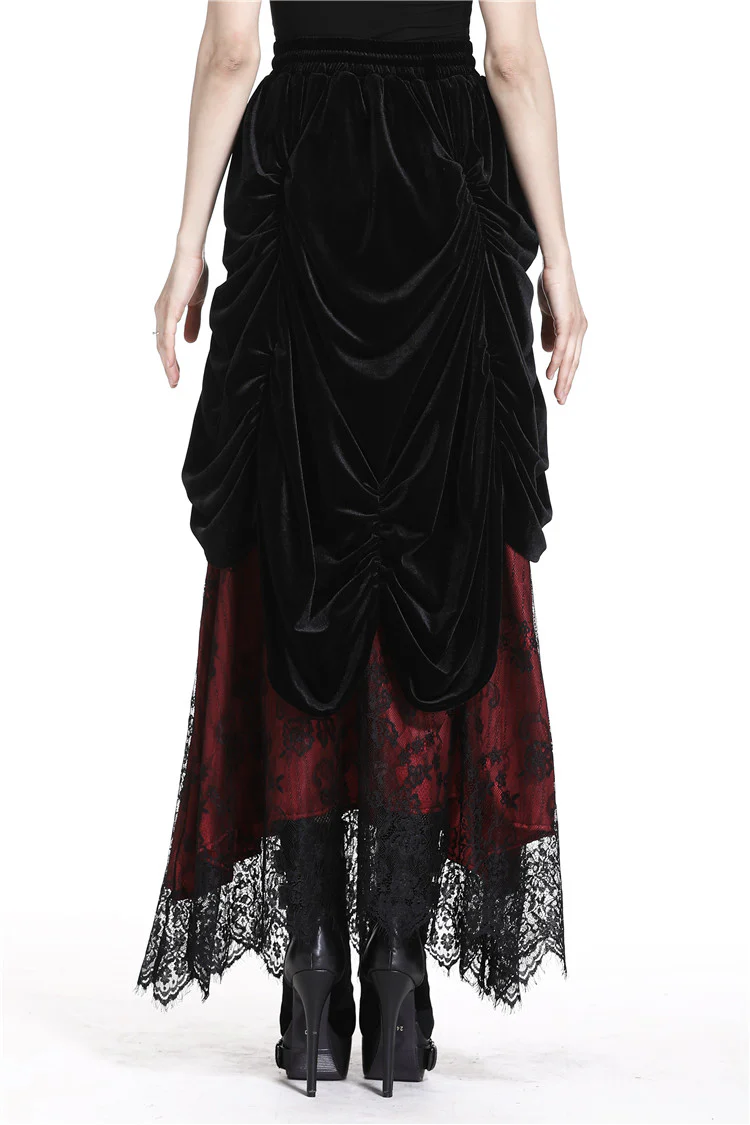 Crimson Rose Victorian Gothic Bustle Skirt - Image 4