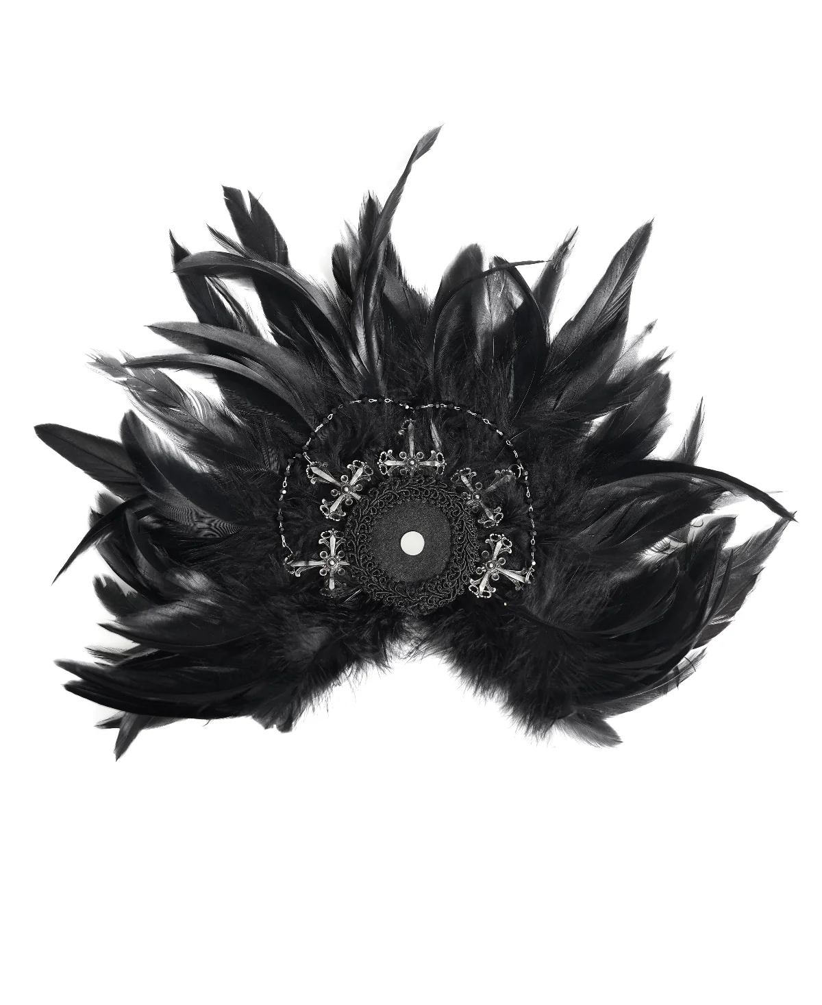 Gothic Cross Feather Brooch & Headpiece - Image 6