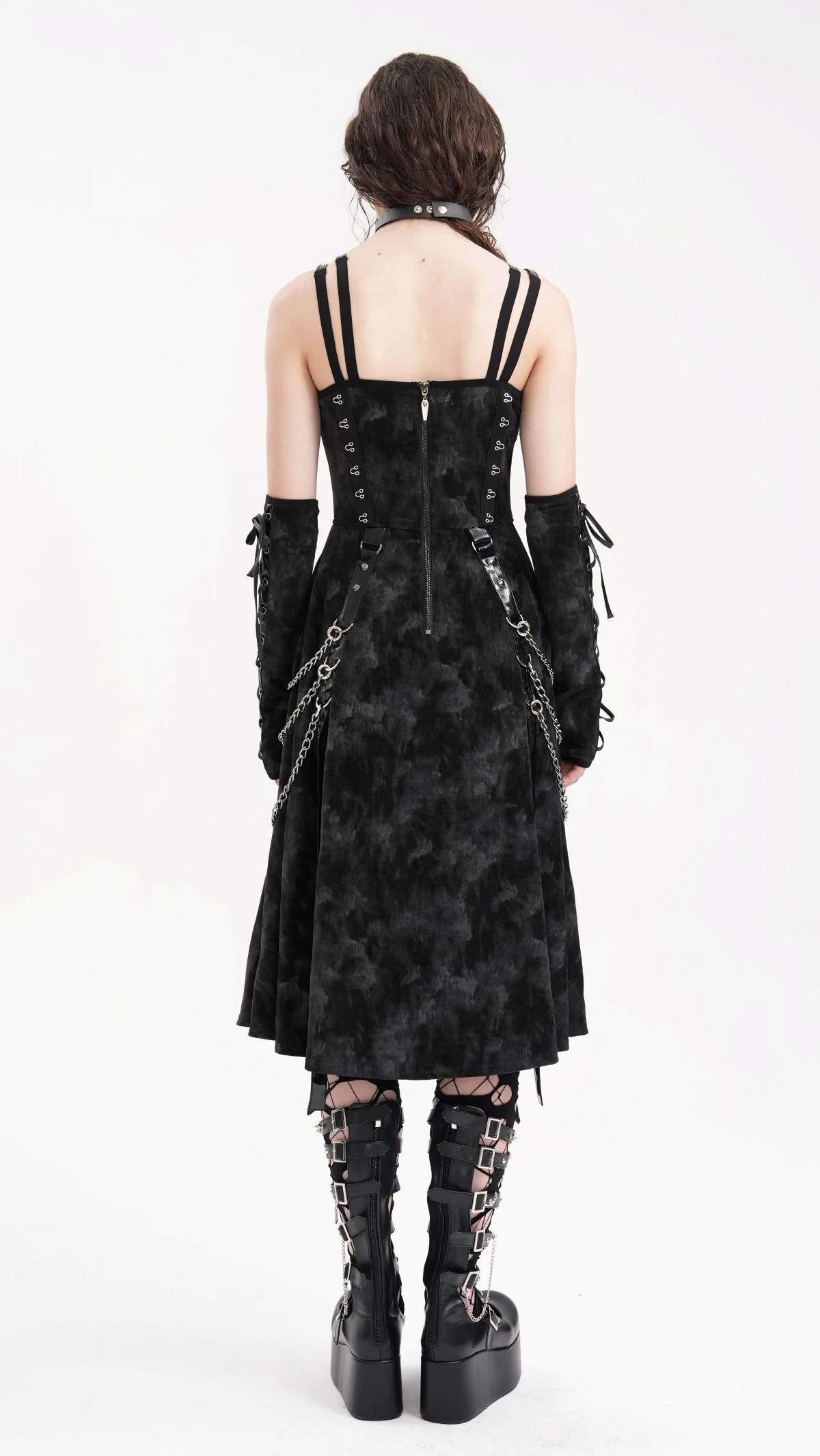 Dark Punk Chain Dress with Arm Warmers - Image 5
