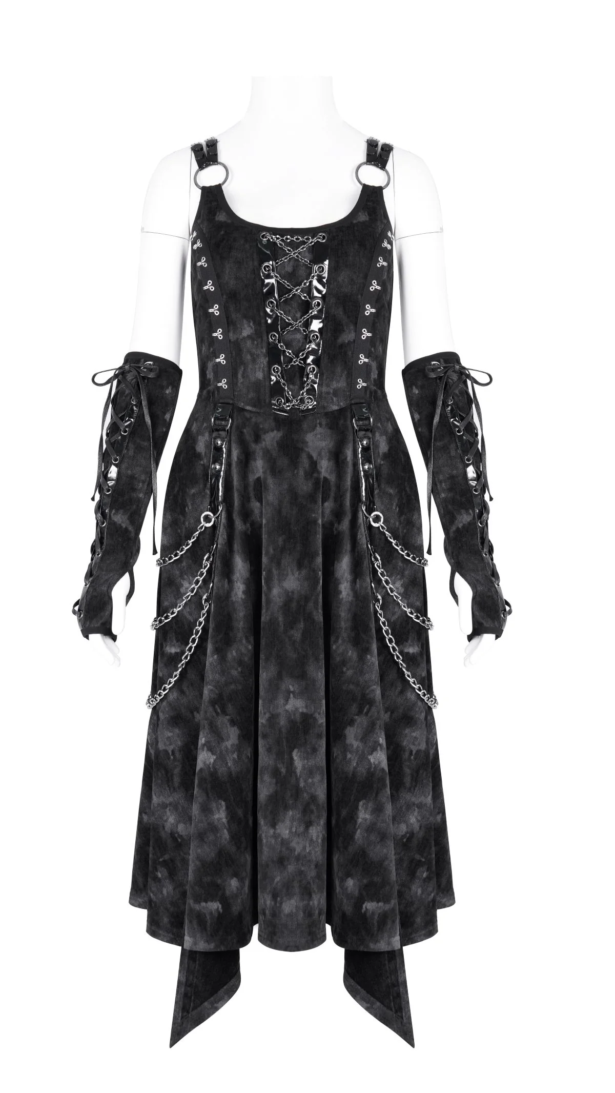 Dark Punk Chain Dress with Arm Warmers - Image 6