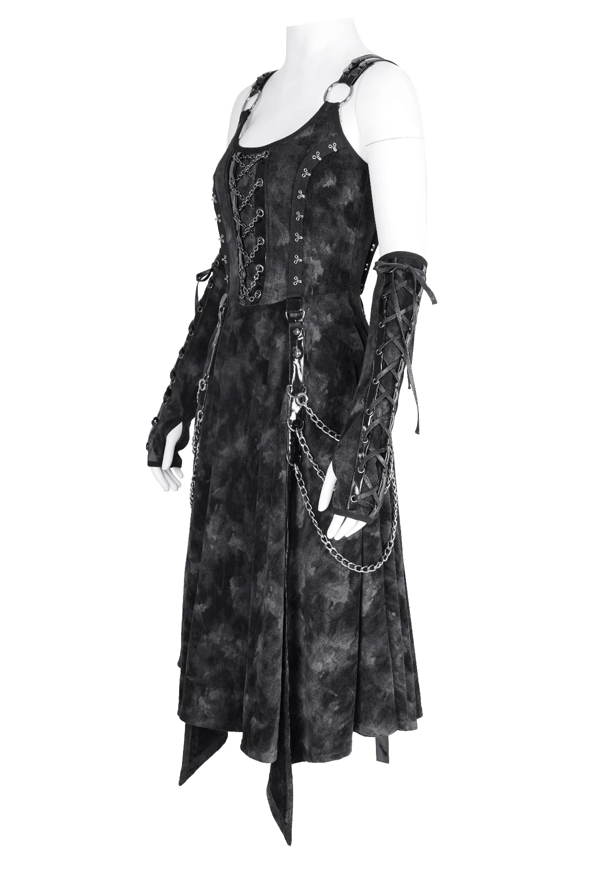 Dark Punk Chain Dress with Arm Warmers - Image 7