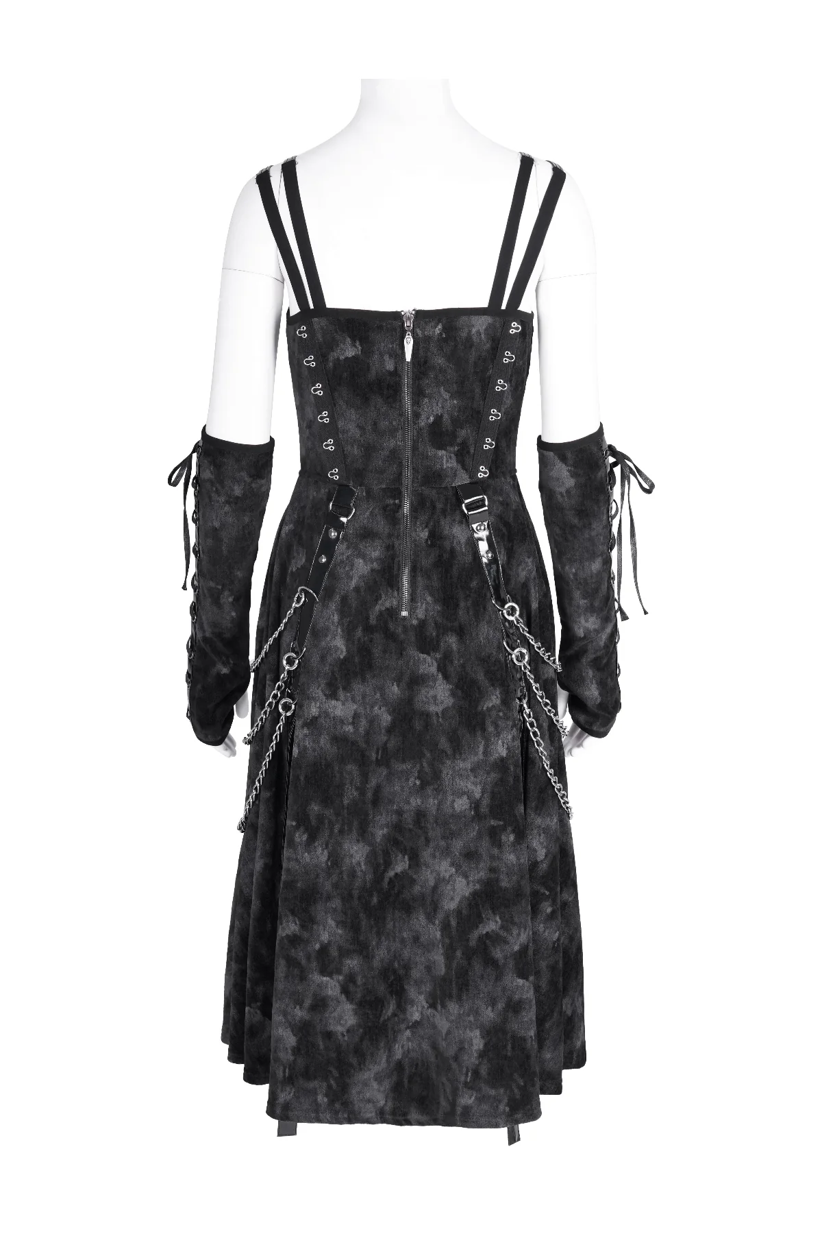 Dark Punk Chain Dress with Arm Warmers - Image 8