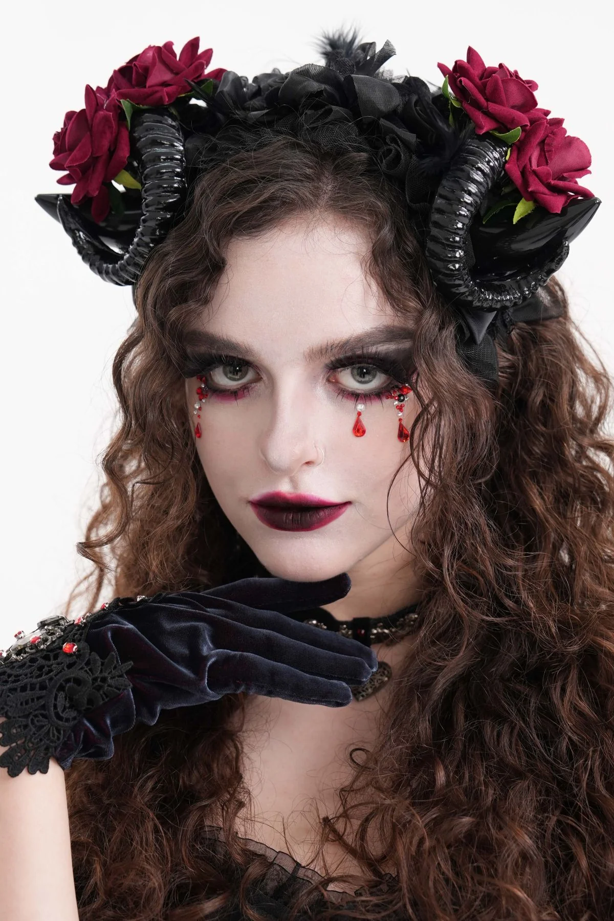 Demon Horn Floral Headband - Image 2
