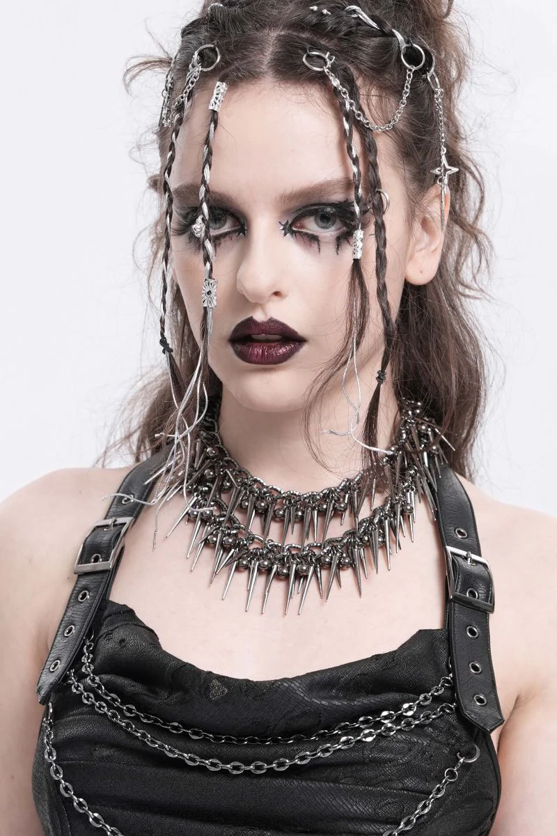 Impaler Queen – Double Spike Chain Collar - Image 3