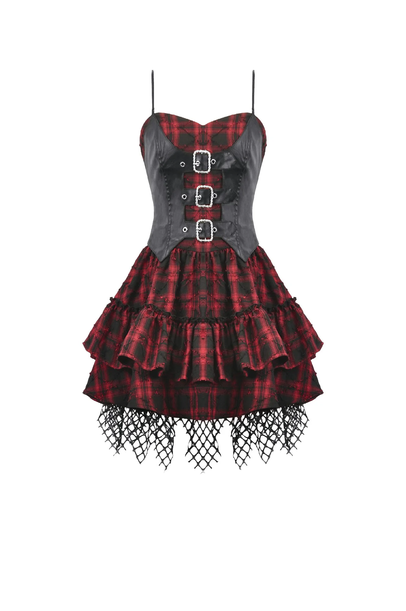 Red Tartan Corset Mini Dress - Image 2