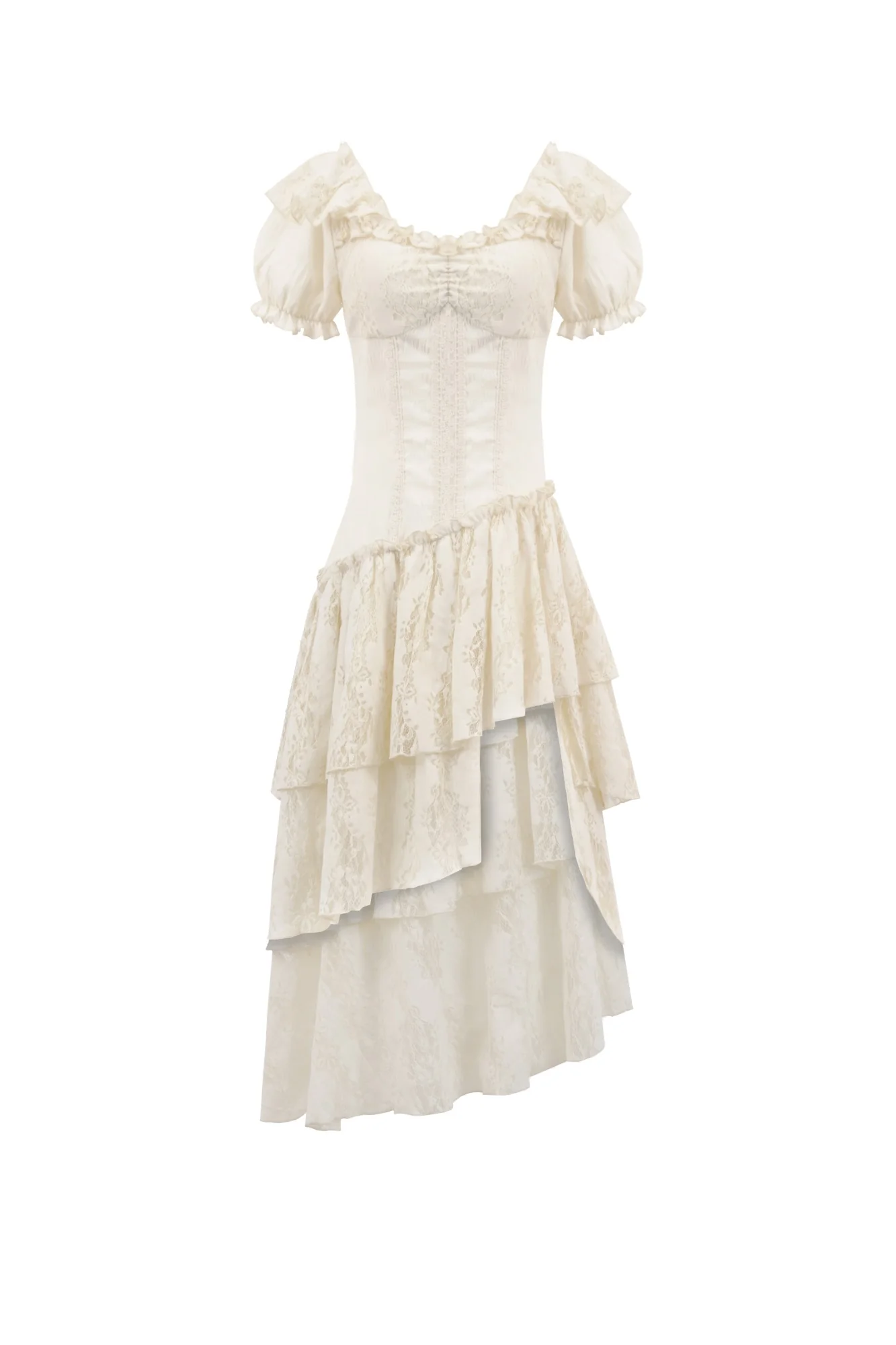 Steampunk Layered Ruffle Asymmetrical Dress - Image 2