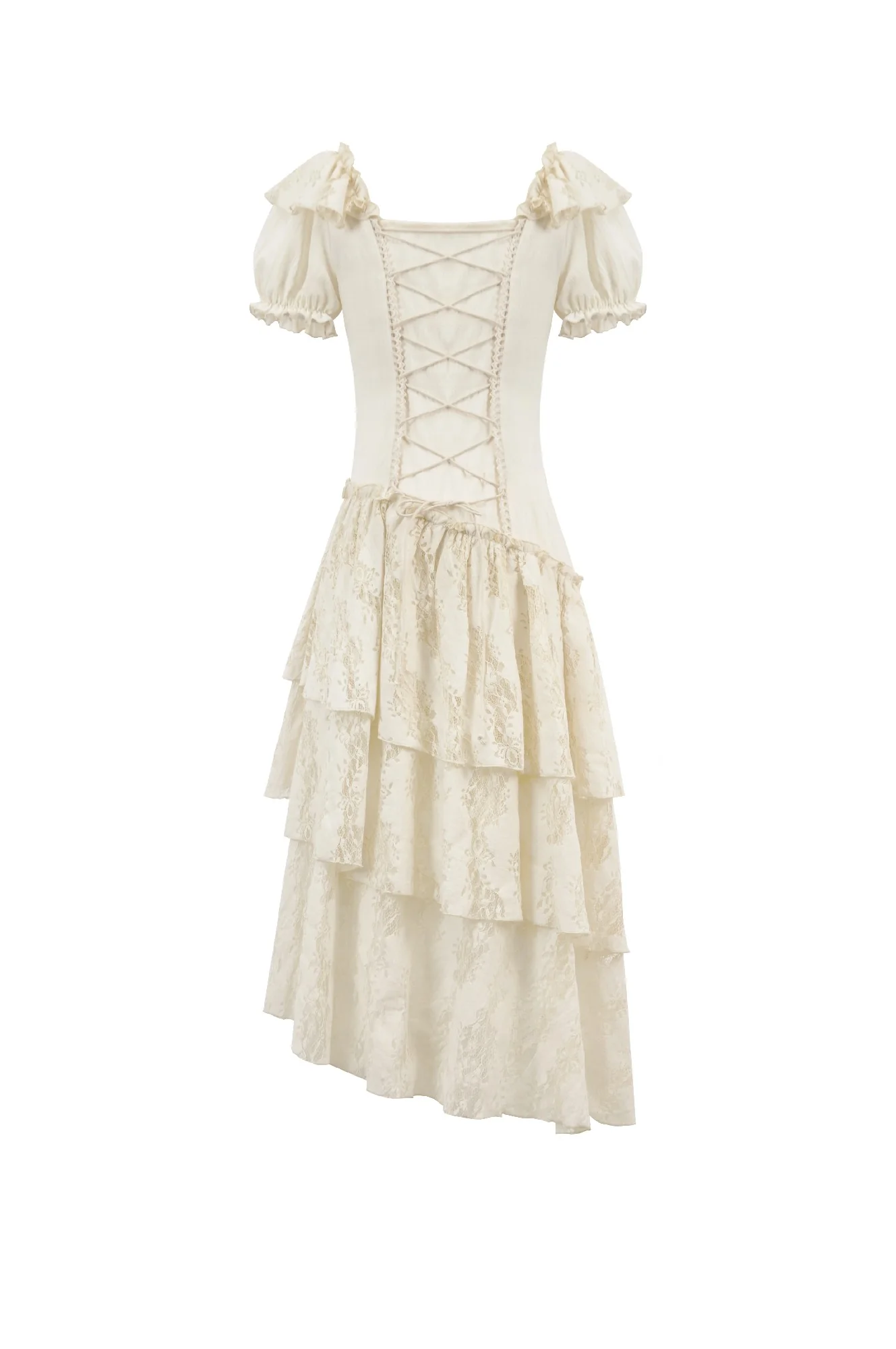 Steampunk Layered Ruffle Asymmetrical Dress - Image 3