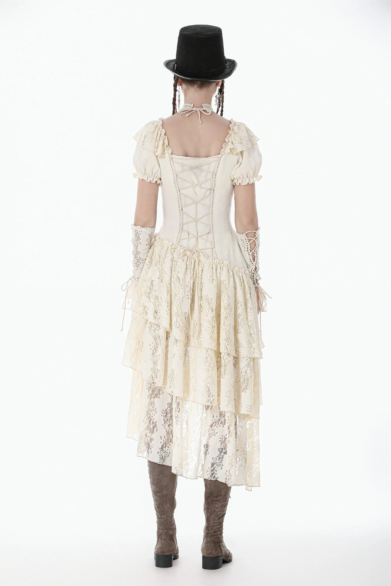 Steampunk Layered Ruffle Asymmetrical Dress - Image 7