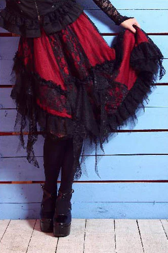 Elegant Asymmetric Skirt Red - Image 3