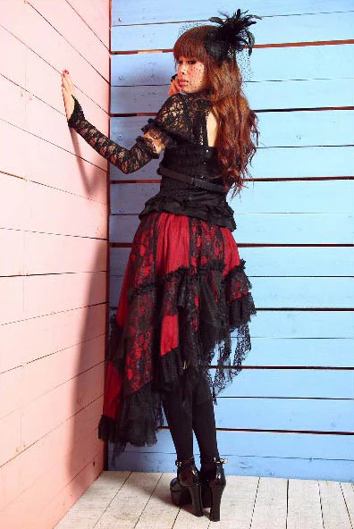 Elegant Asymmetric Skirt Red - Image 5