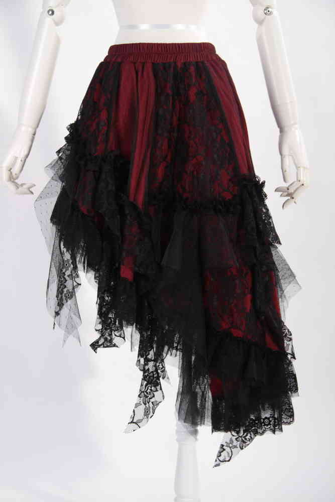 Elegant Asymmetric Skirt Red - Image 6
