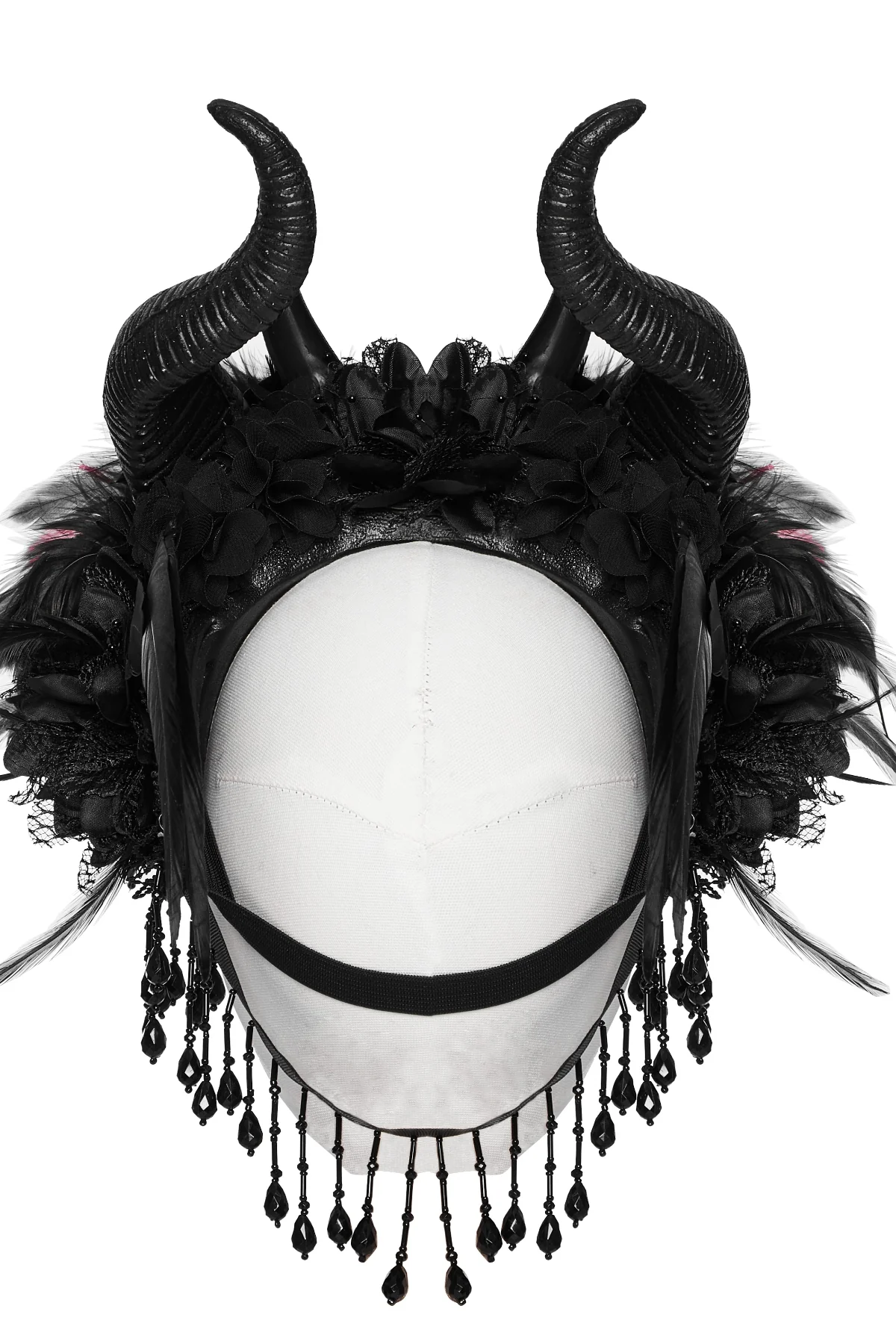 Bloodmoon Empress – Gothic Feather Horn Crown - Image 6