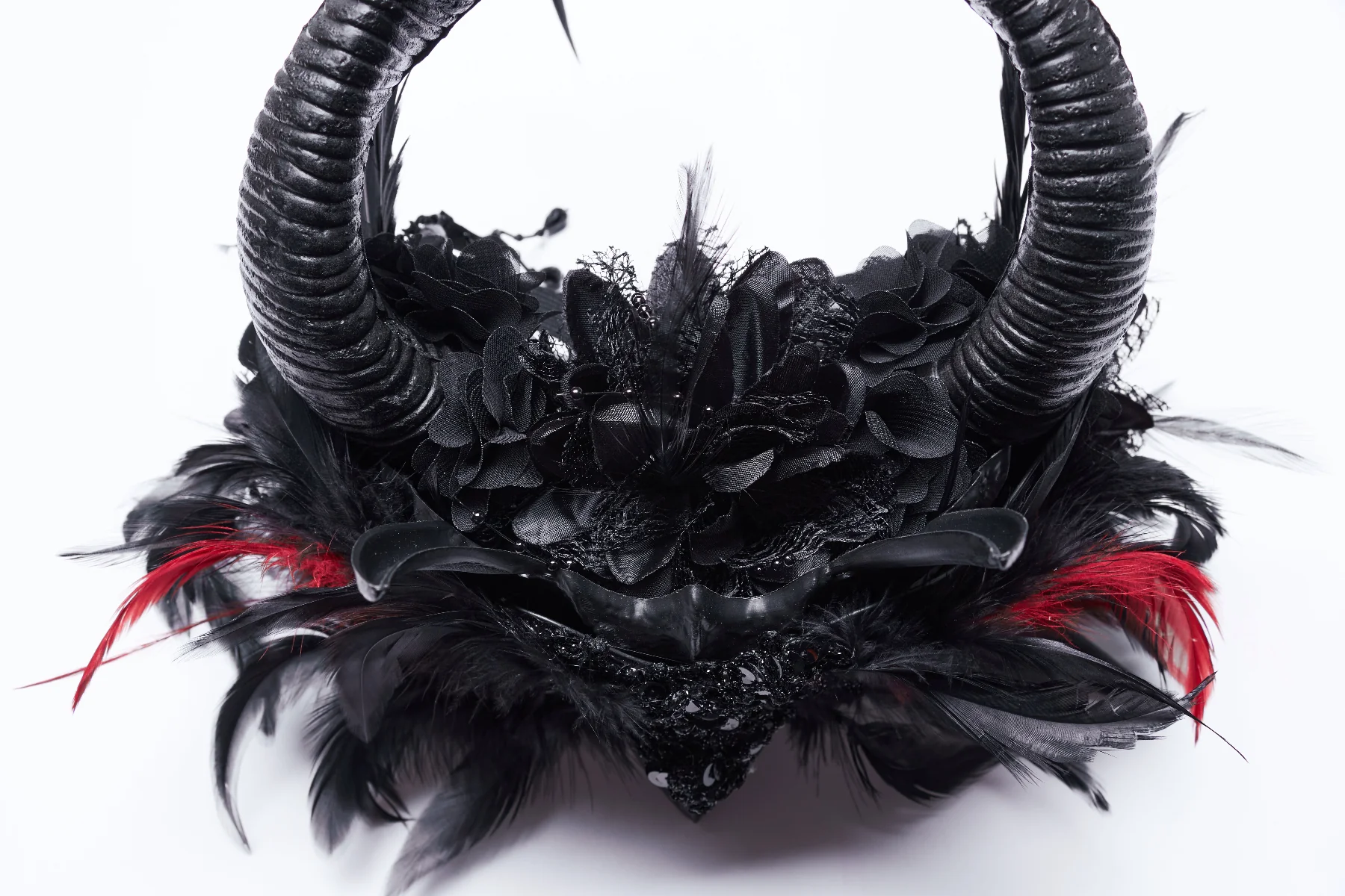 Bloodmoon Empress – Gothic Feather Horn Crown - Image 9