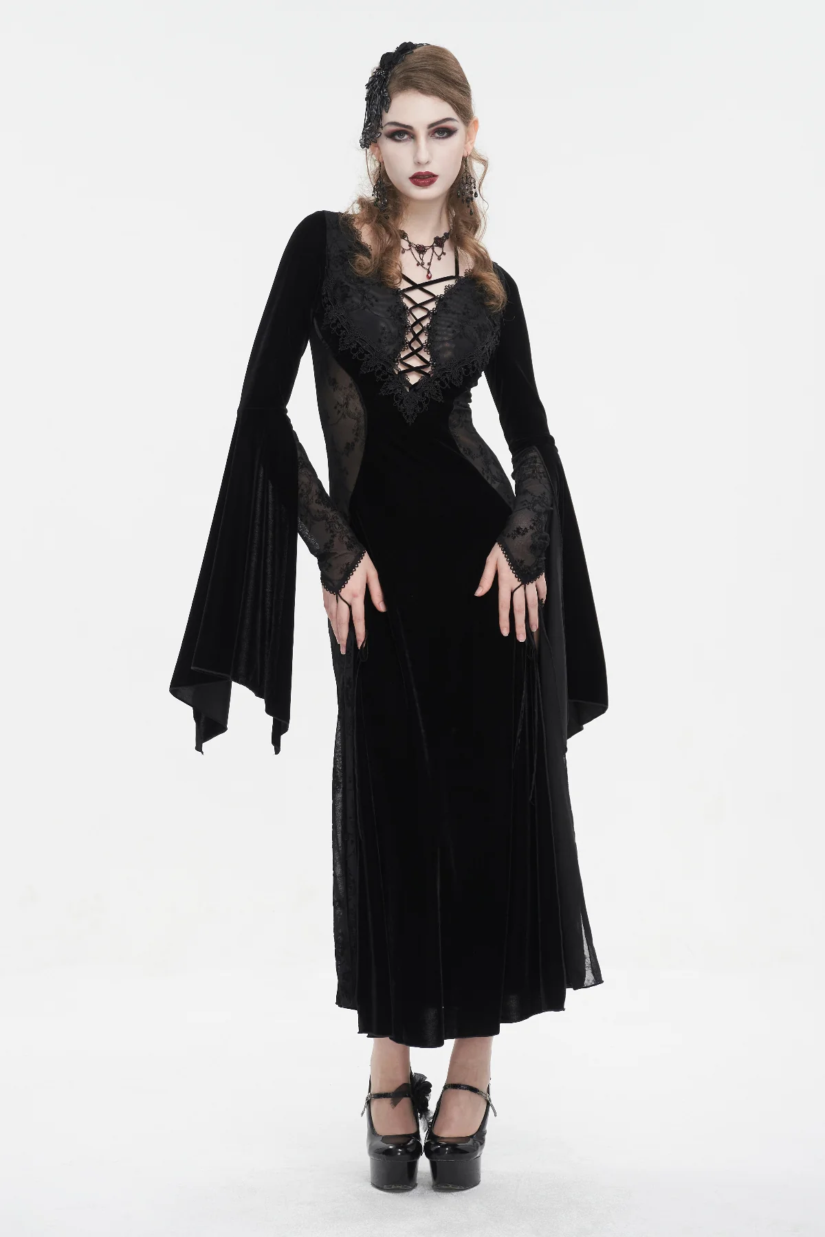 Virelle – Sheer Lace Gothic Maxi Dress - Image 3