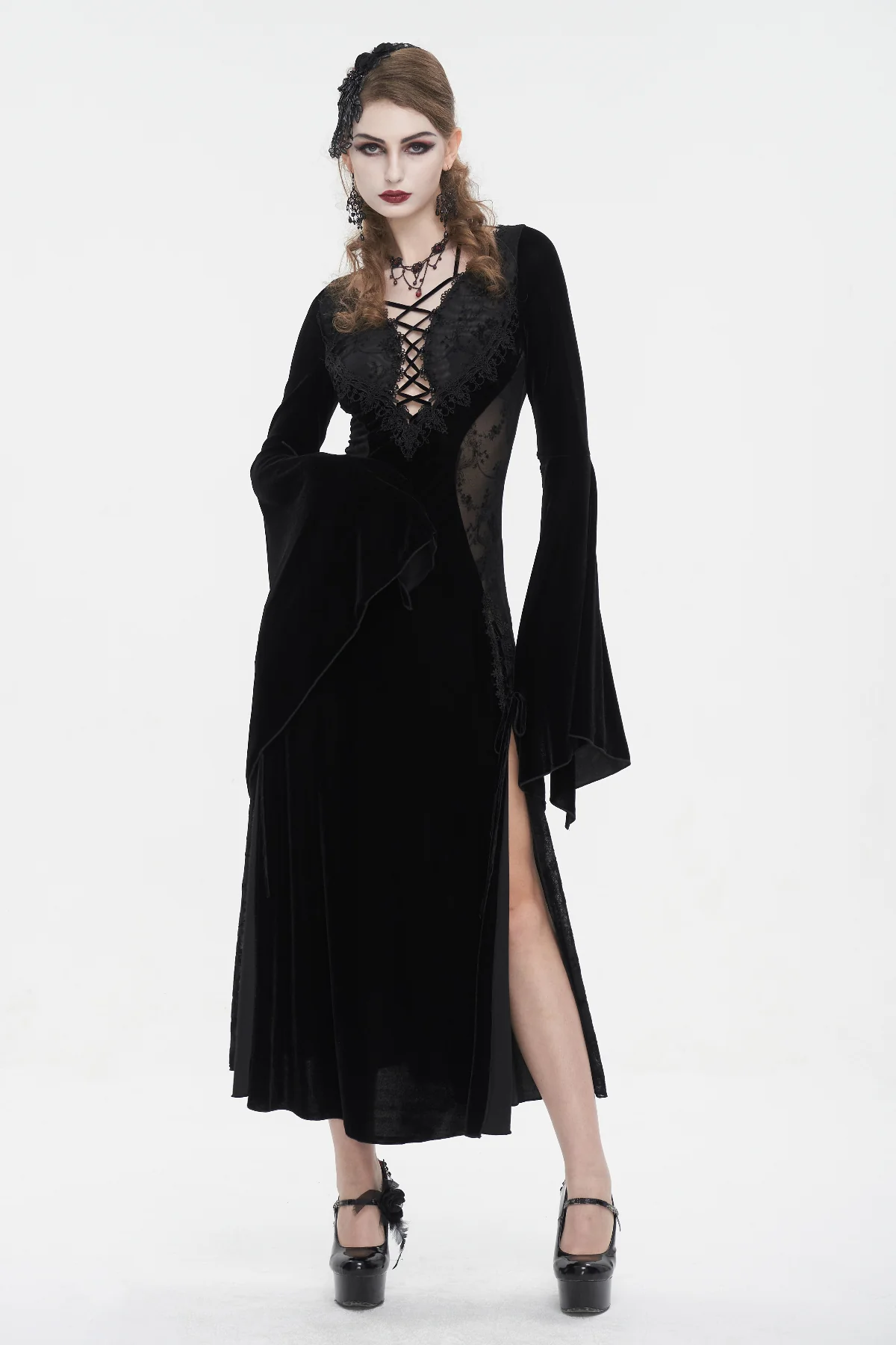 Virelle – Sheer Lace Gothic Maxi Dress - Image 4