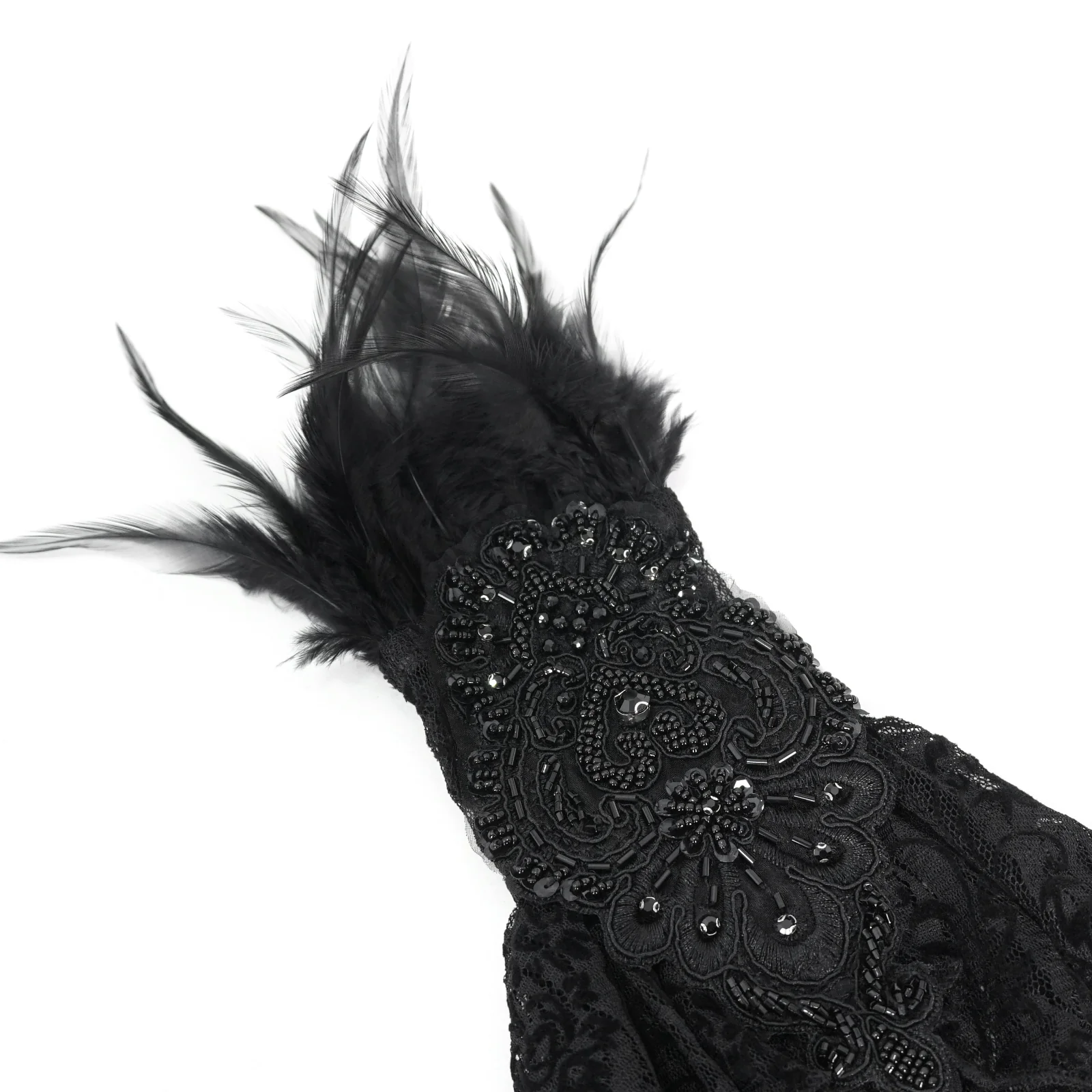 Nyx - Feather Lace Gothic Wrist Cuffs - Image 8