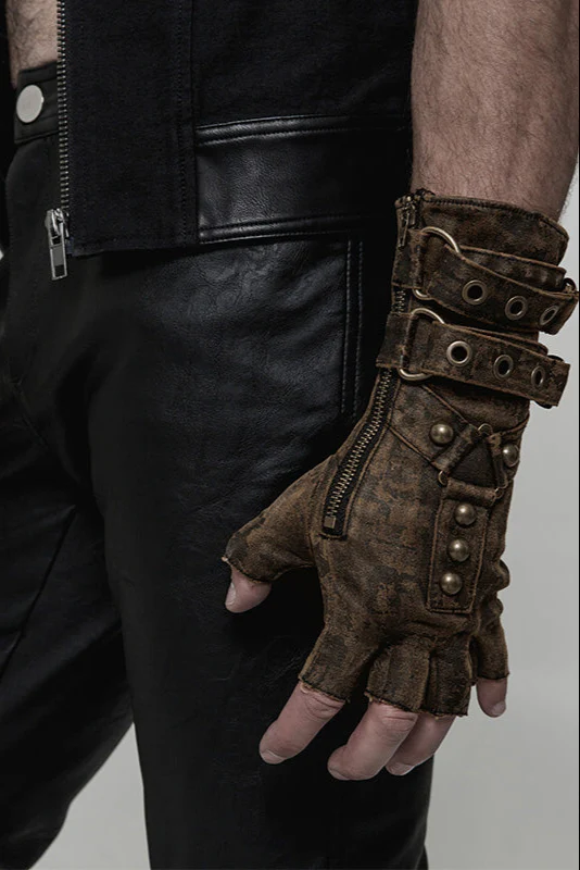 Fingerless Combat Gloves Brown - Image 4