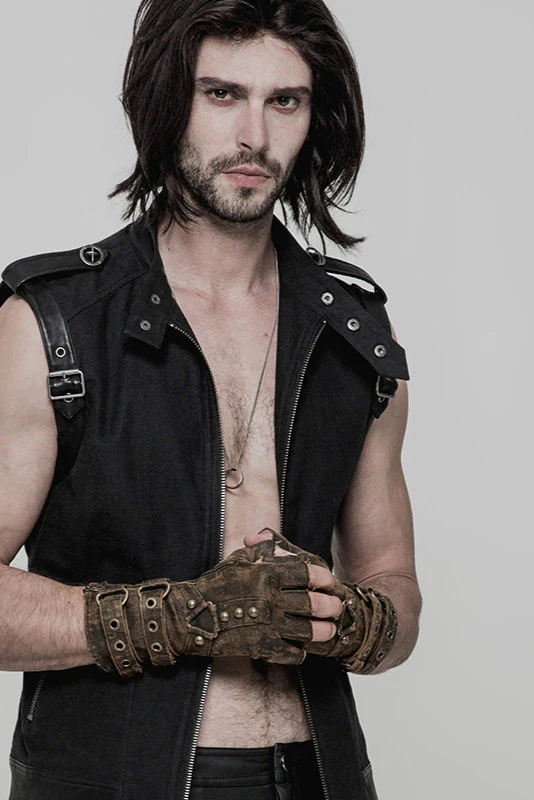 Fingerless Combat Gloves Brown - Image 5
