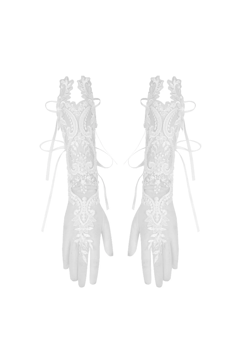 Vowlace – Gothic Bridal Ribbon Gloves - Image 2