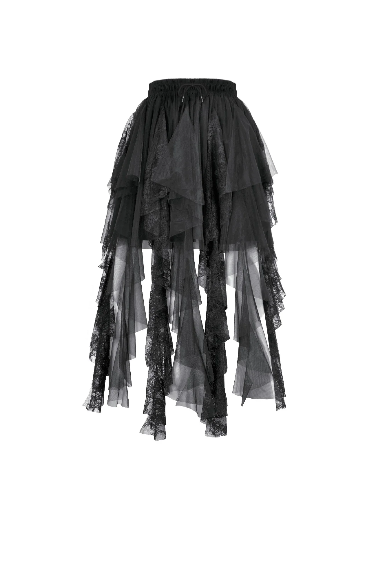 Vaelrik Sheer Lace High-Low Skirt - Image 3