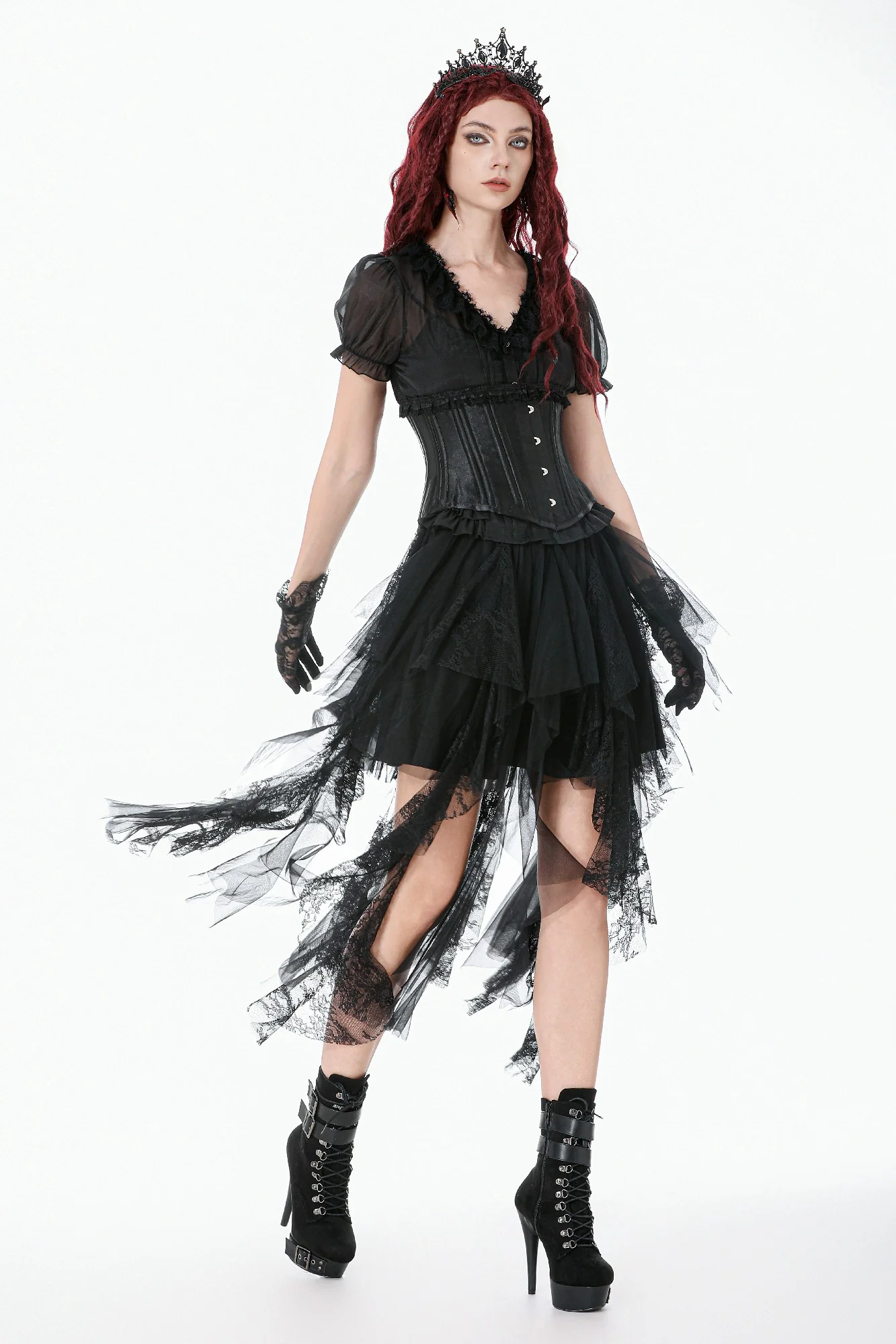 Vaelrik Sheer Lace High-Low Skirt - Image 5