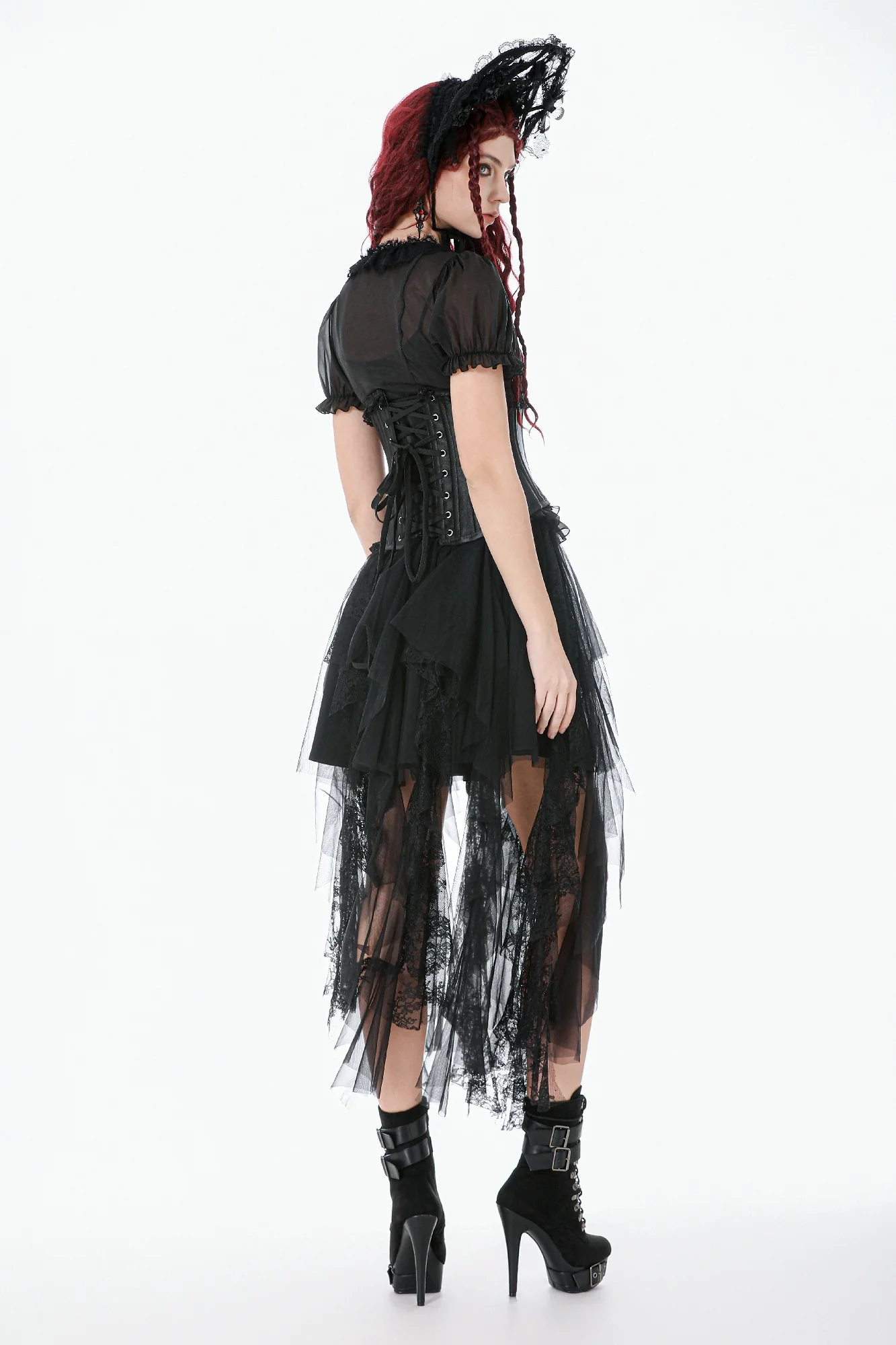 Vaelrik Sheer Lace High-Low Skirt - Image 6