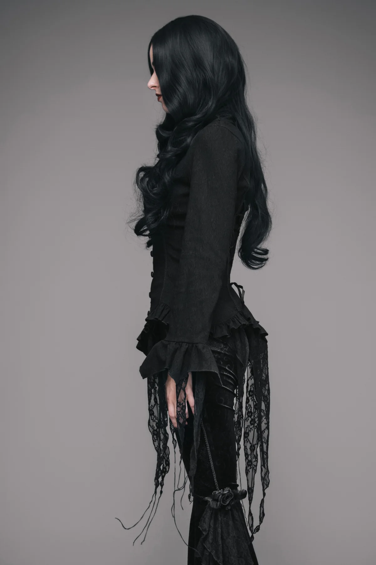 Lady of Hollow – Black Romantic Gothic Blouse - Image 3