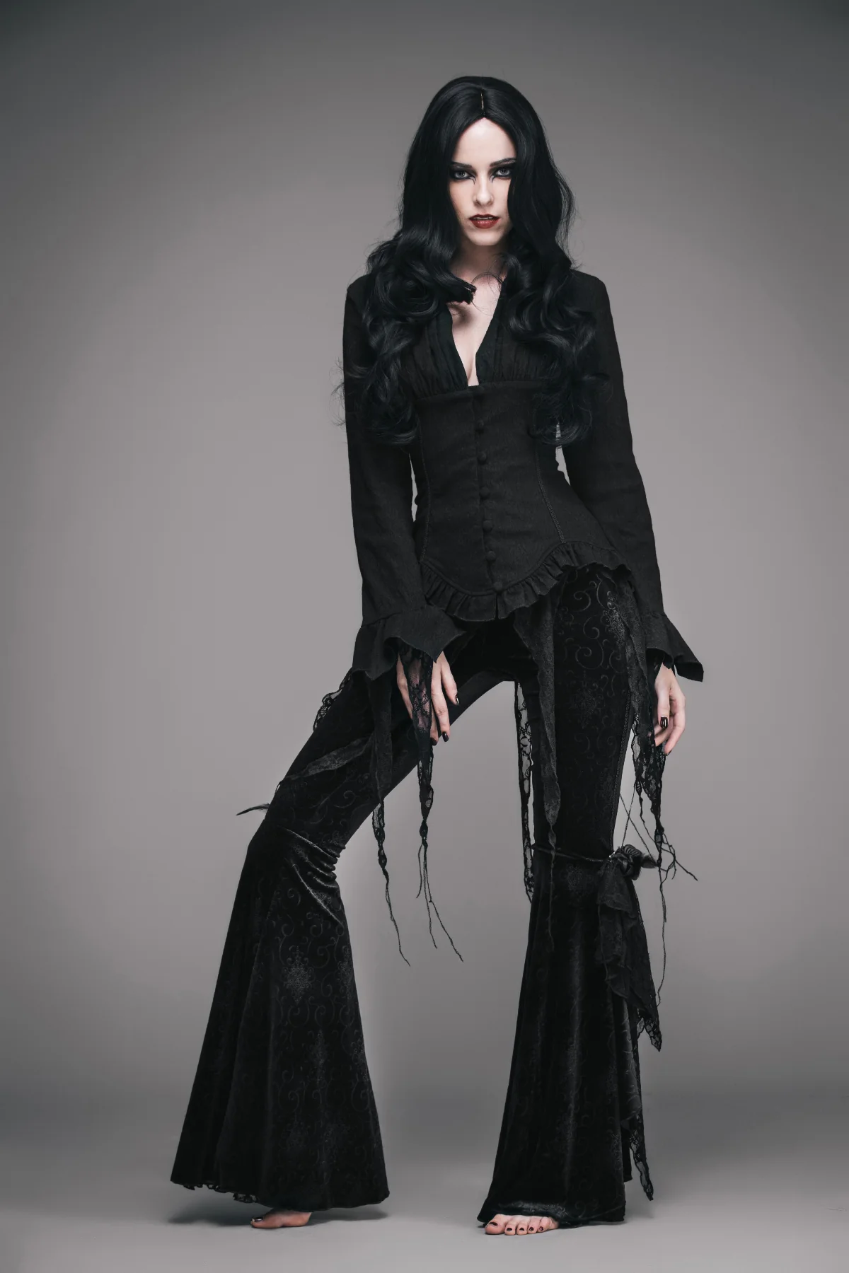 Lady of Hollow – Black Romantic Gothic Blouse - Image 5