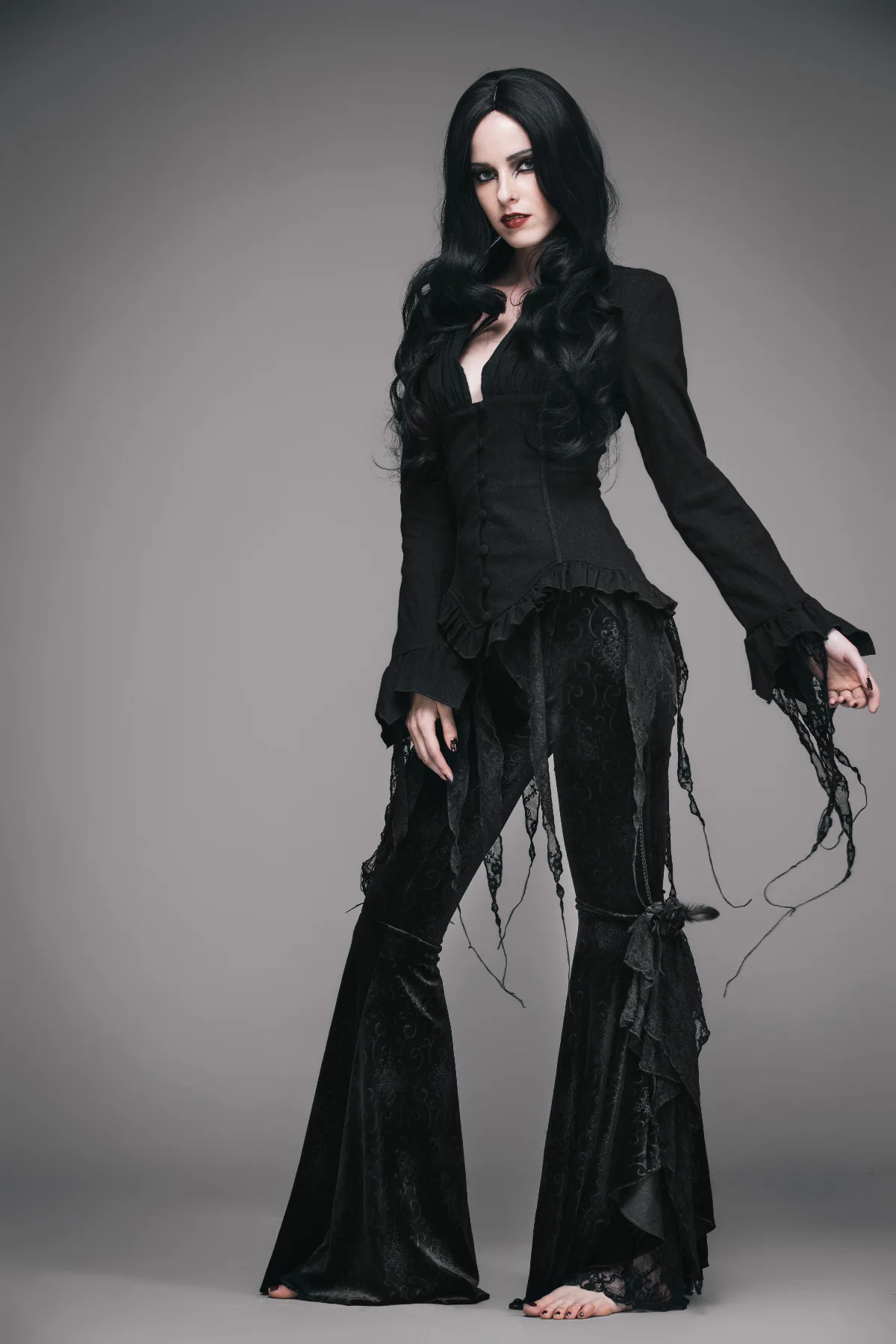 Lady of Hollow – Black Romantic Gothic Blouse - Image 6
