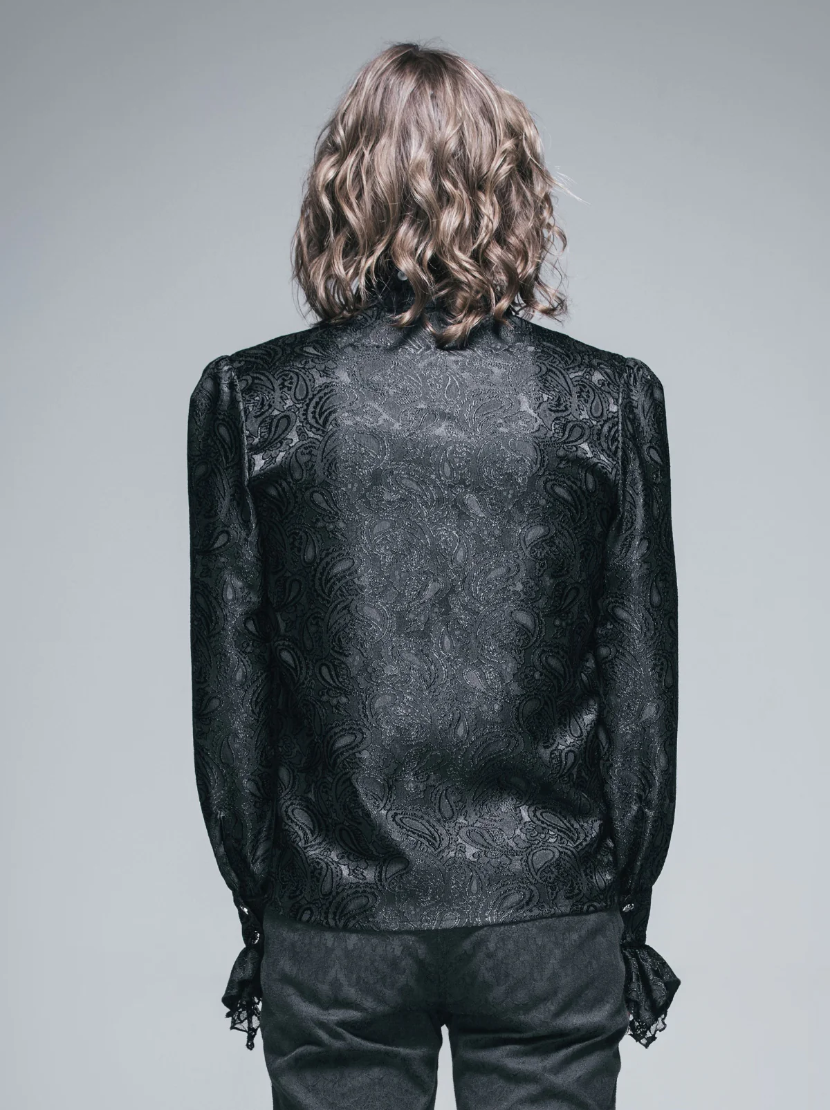Lucien – Men’s Black Victorian Ruffle Shirt - Image 4