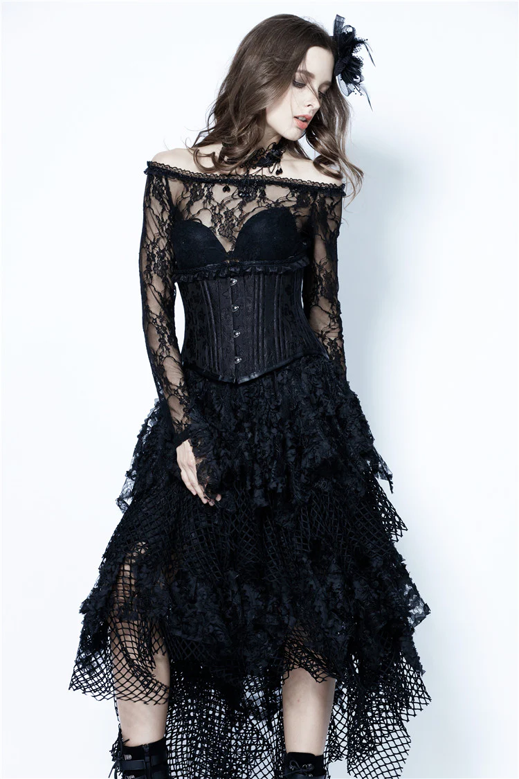 Midnight Serenade - Mesh Gothic Skirt - Image 3
