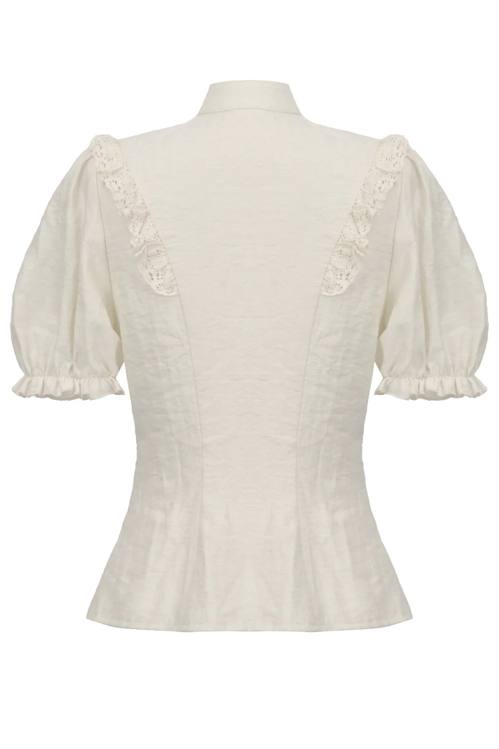 Miss Harlow’s Ruffle Blouse – Vintage Cream Puff Sleeve Steampunk Top - Image 6