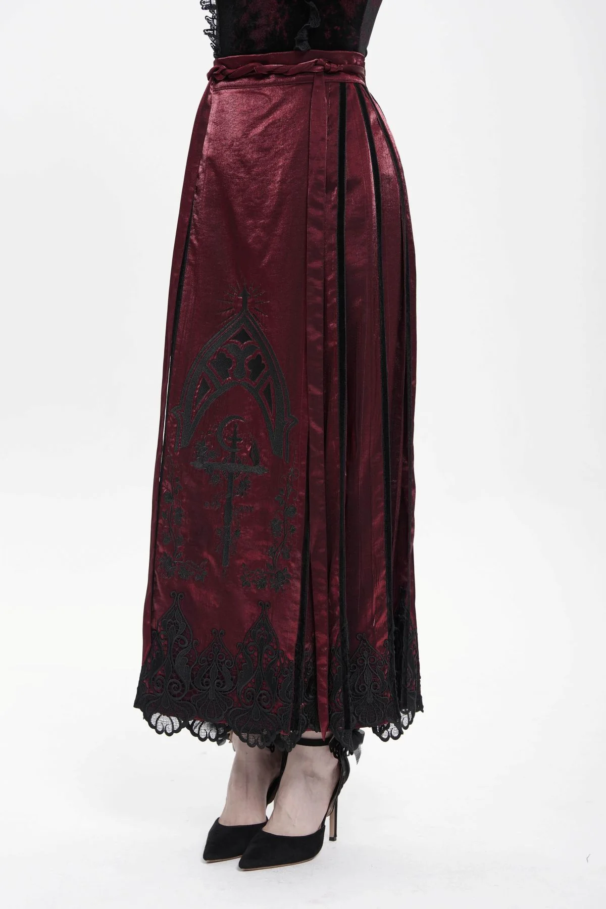 Moonlit Sanctuary – Lace Hem Long Skirt - Image 4