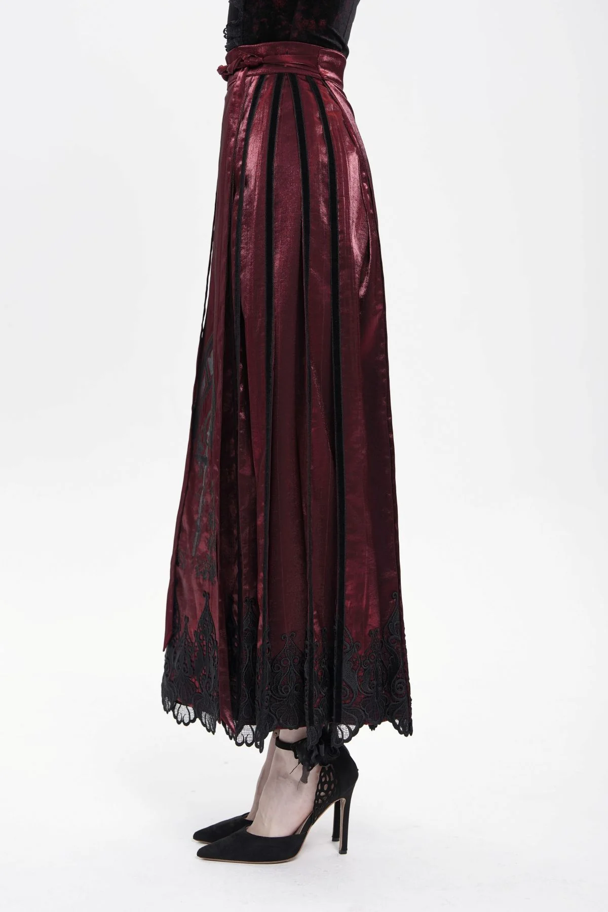 Moonlit Sanctuary – Lace Hem Long Skirt - Image 5