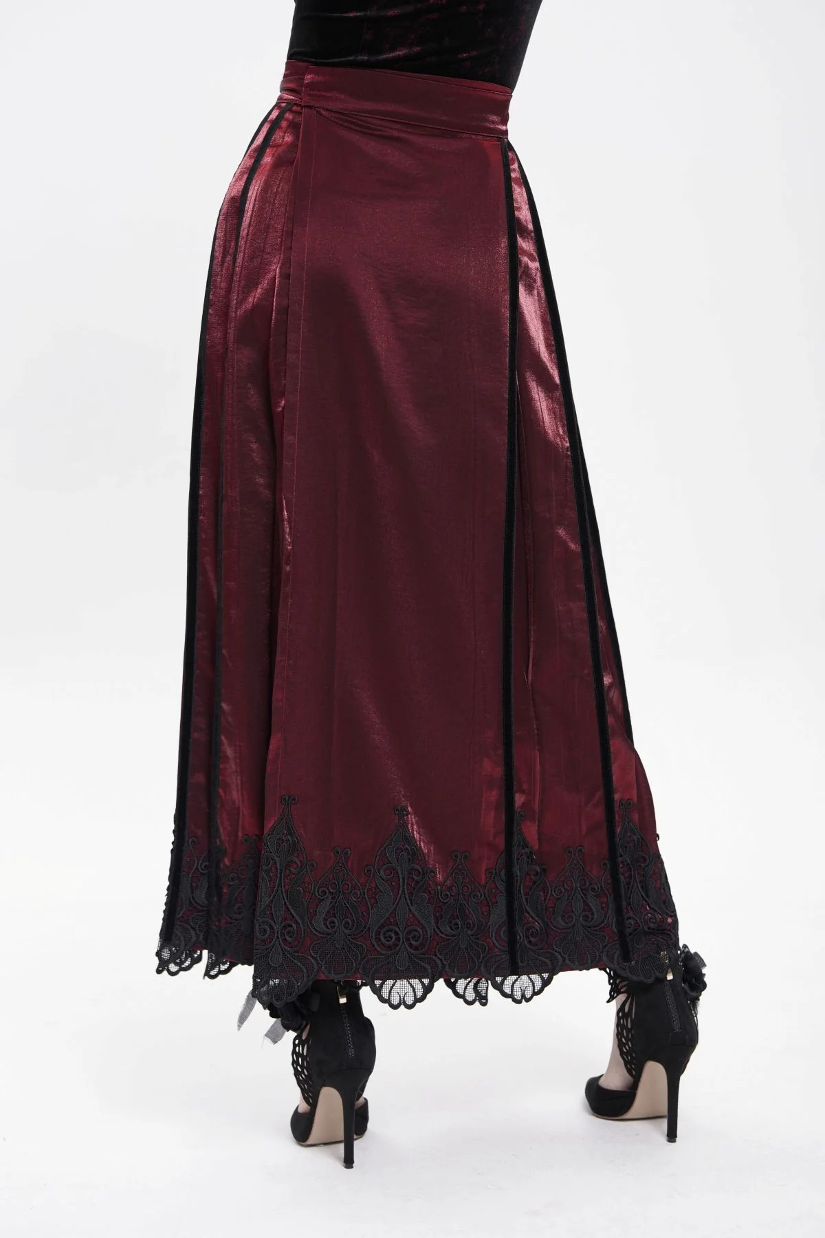 Moonlit Sanctuary – Lace Hem Long Skirt - Image 6