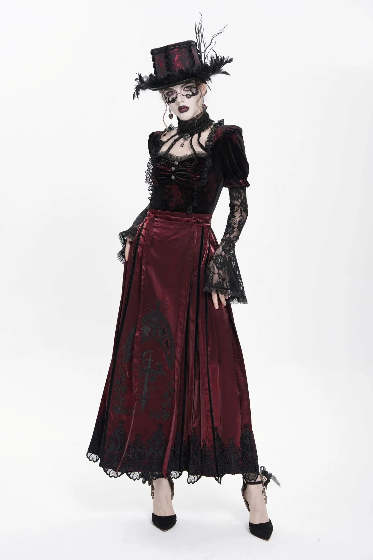 Moonlit Sanctuary – Lace Hem Long Skirt - Image 7